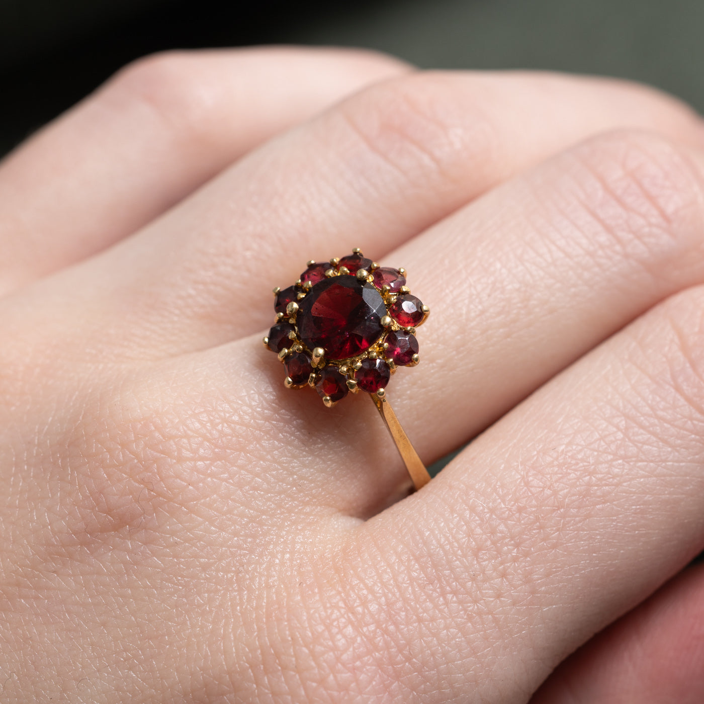 Garnet Petal Halo Ring | 1.70ctw | SZ 7.5