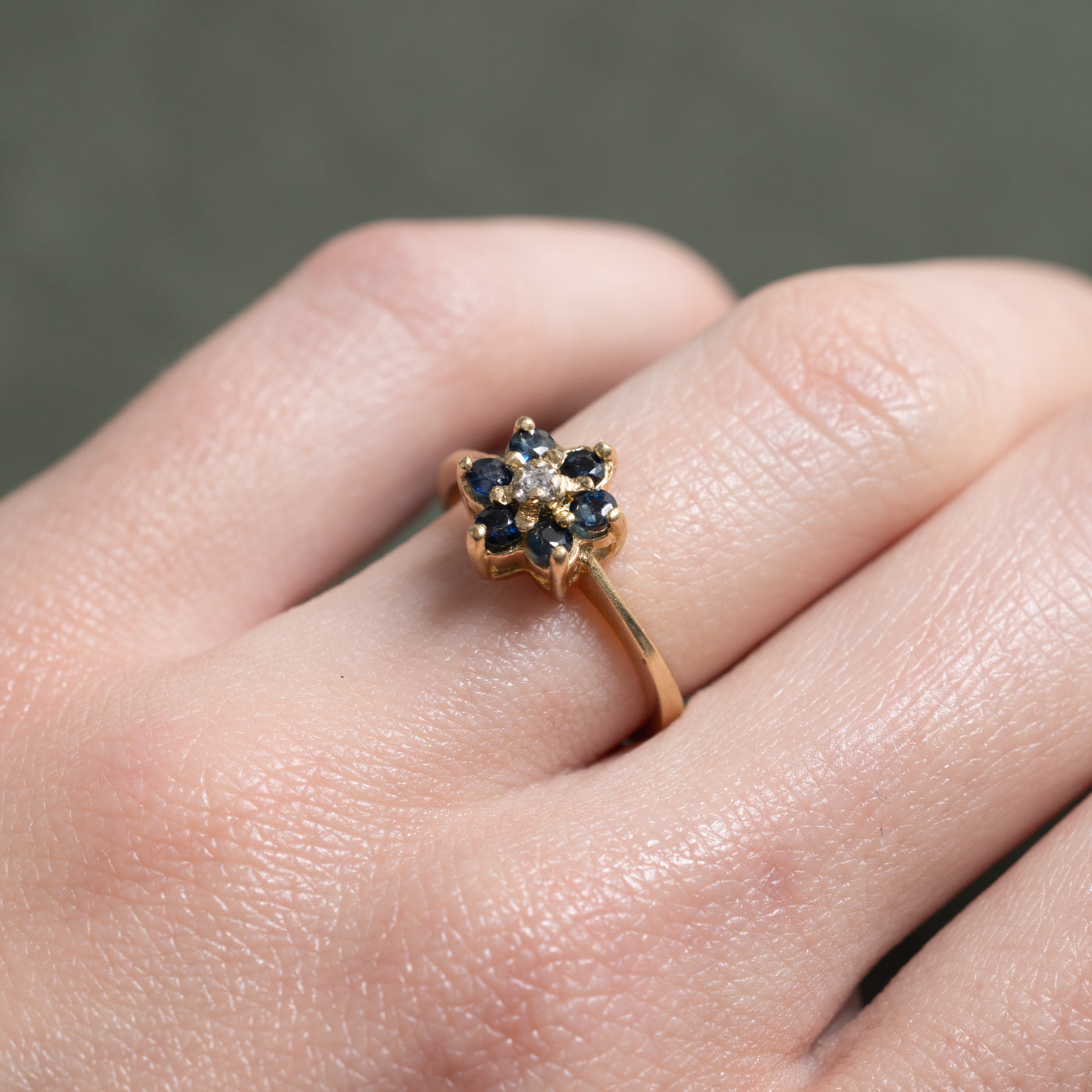 Bague marguerite en saphir et diamants | Taille 5.0