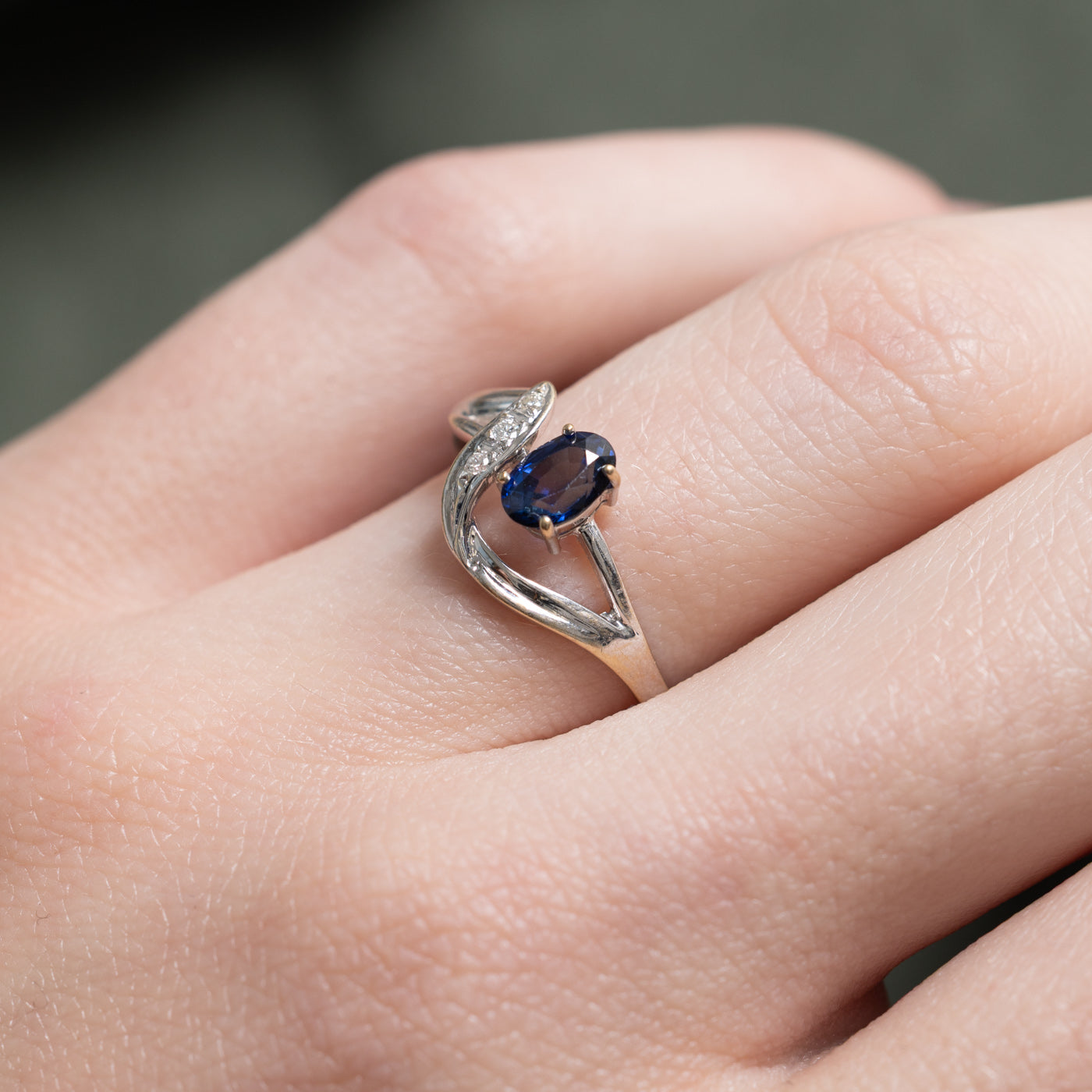 Synthetic Sapphire & Diamond Abstract Ring | 0.50ct, 0.02ctw | SZ 5.75