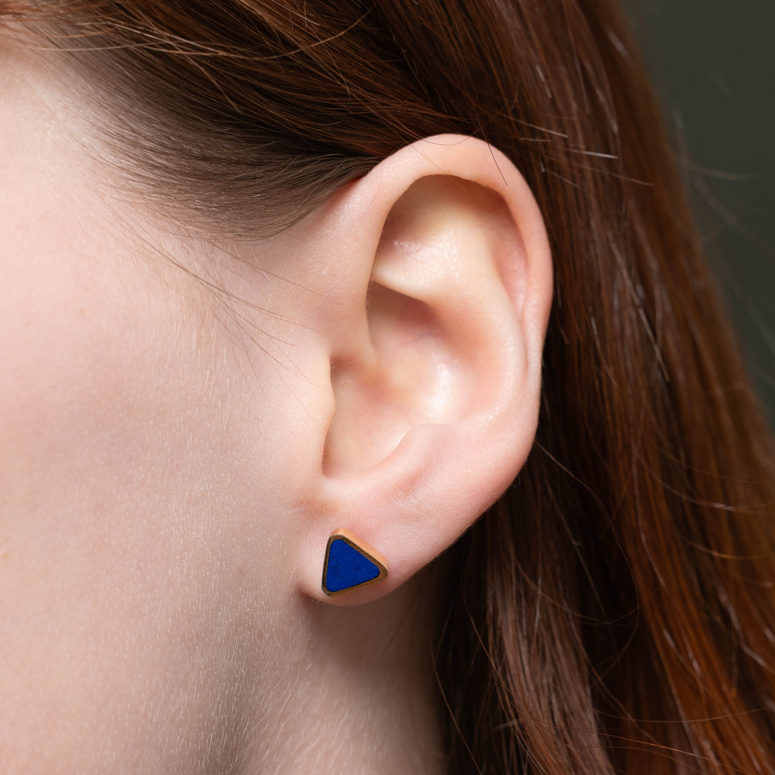 14k Triangle Lapis Stud Earrings | 1.00ctw