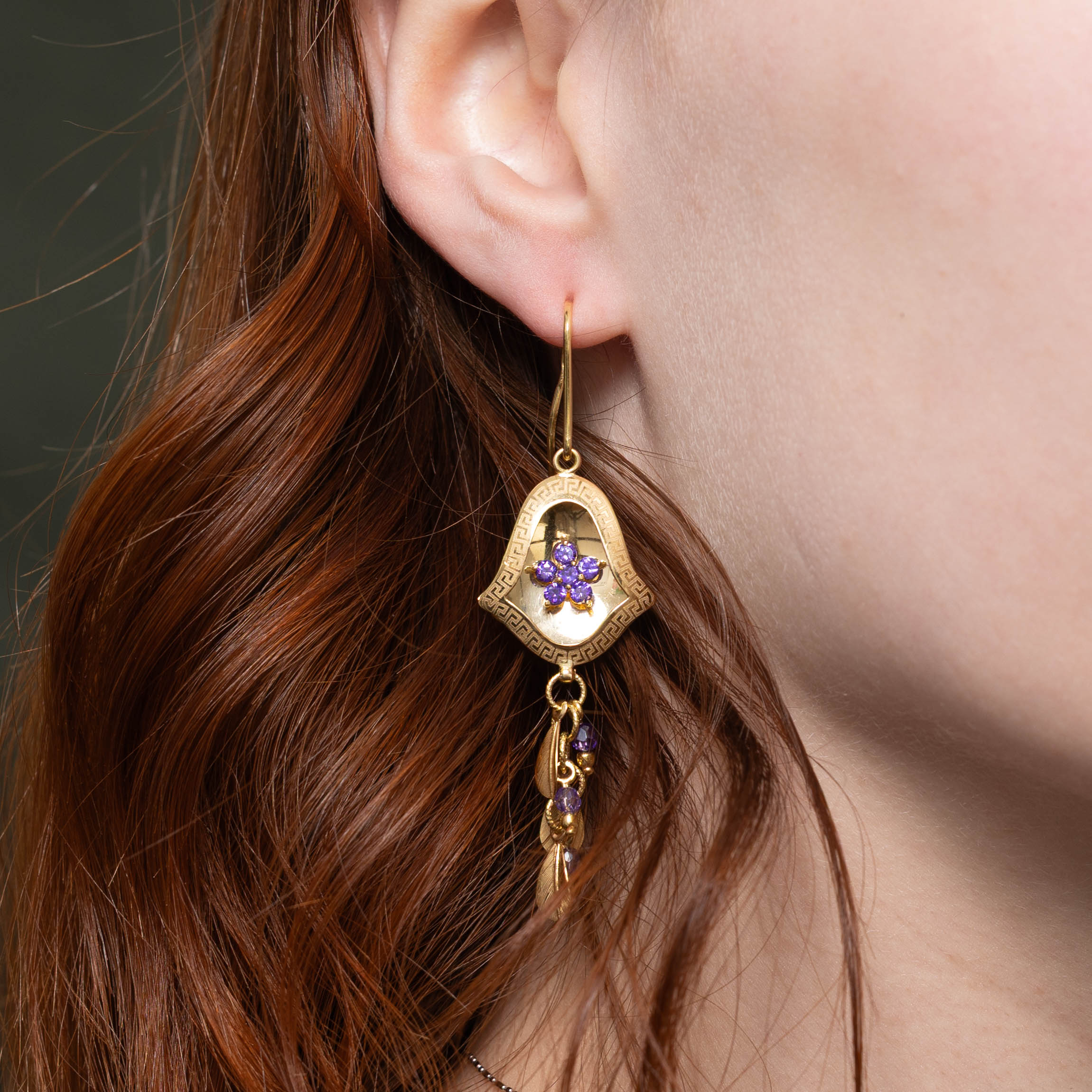 18k Amethyst Floral Drop Earrings | 1.00ctw