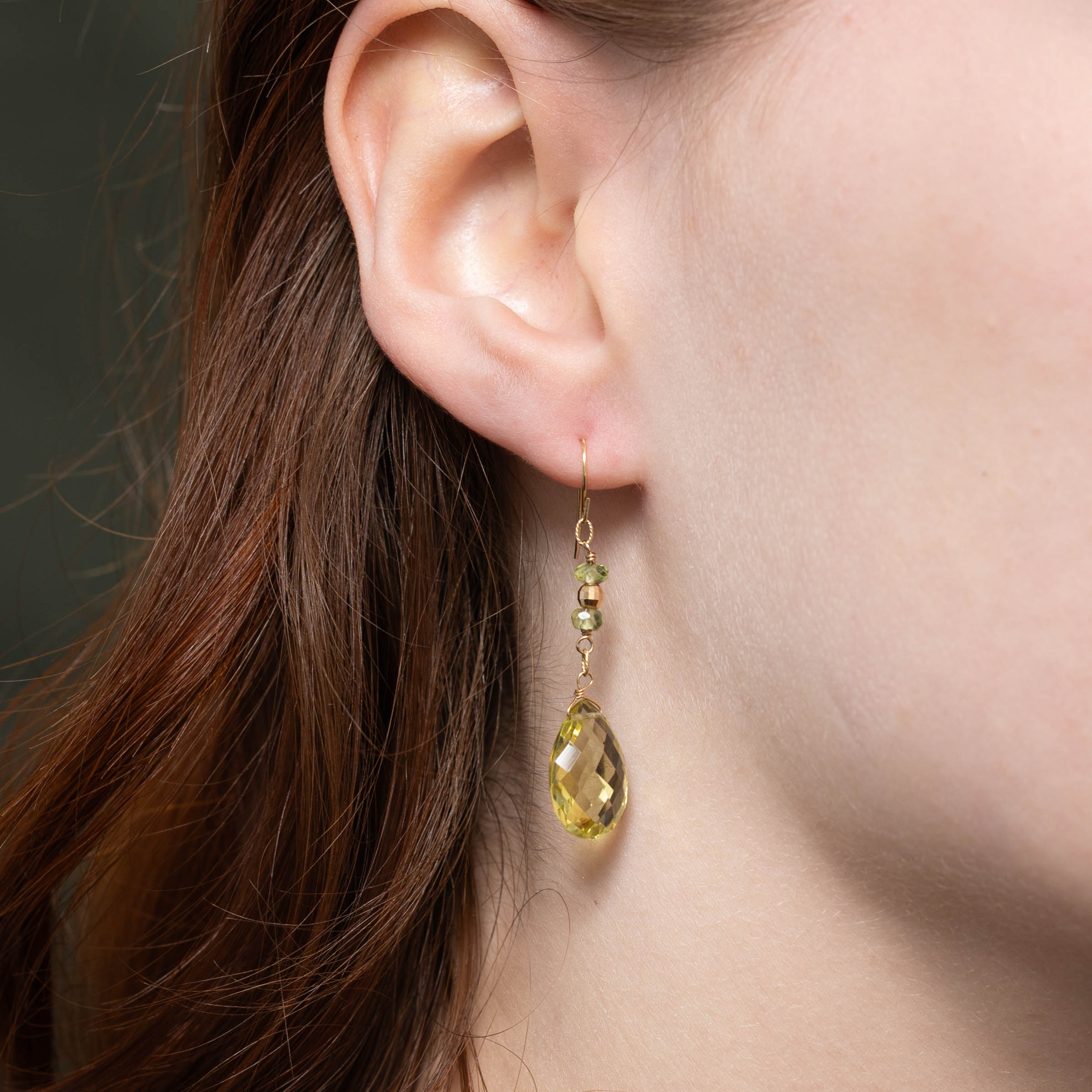 14k Peridot Drop Earrings | 10.00ctw