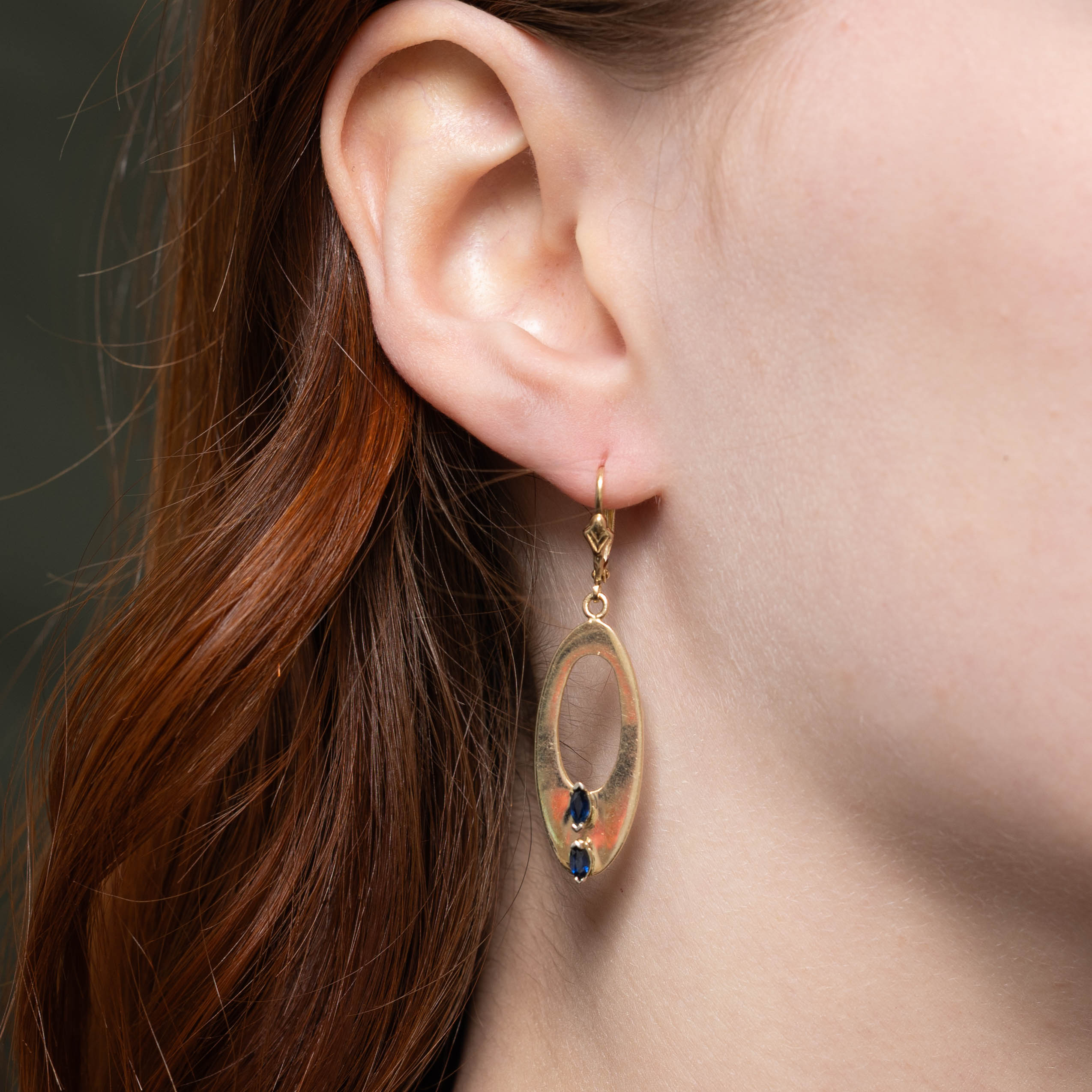 14k Sapphire Oval Drop Earrings | 0.25ctw