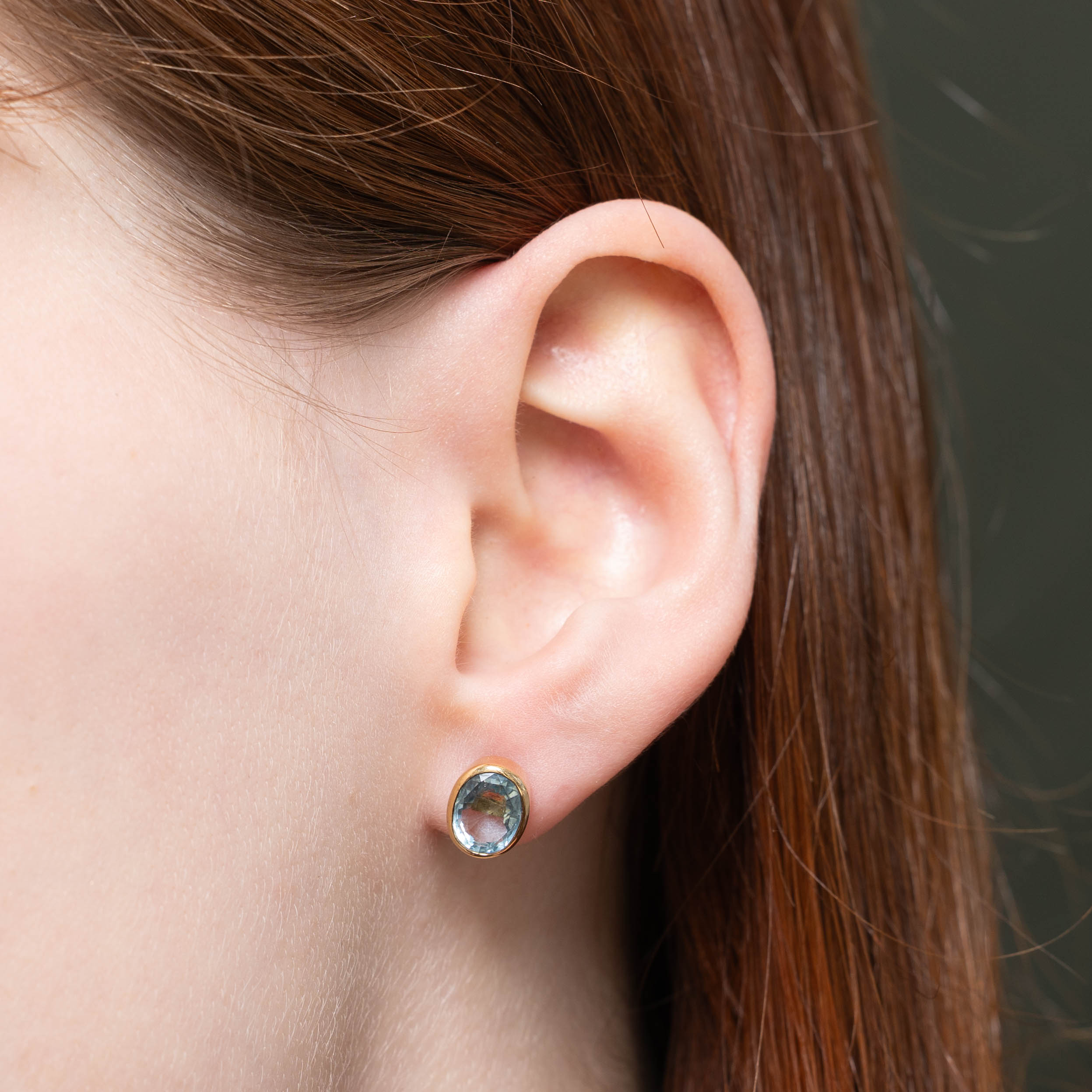 18k Aquamarine Bezel Set Stud Earrings | 1.60ctw