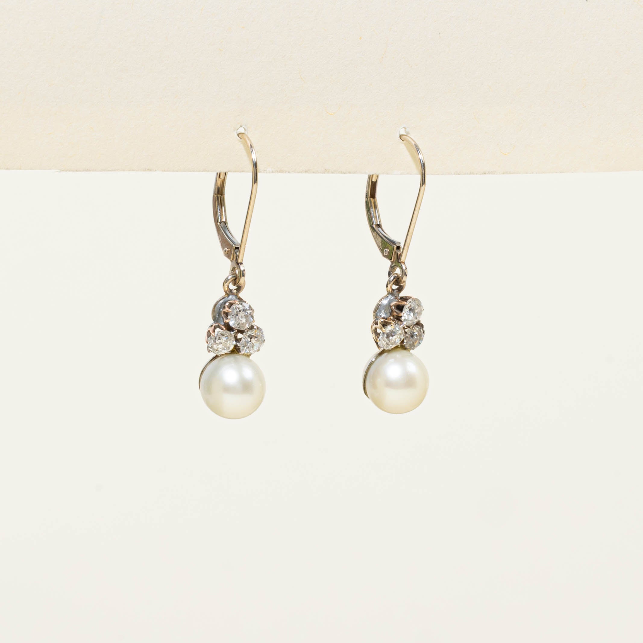 14k Pearl & Diamond Drop Earrings | 0.83ctw
