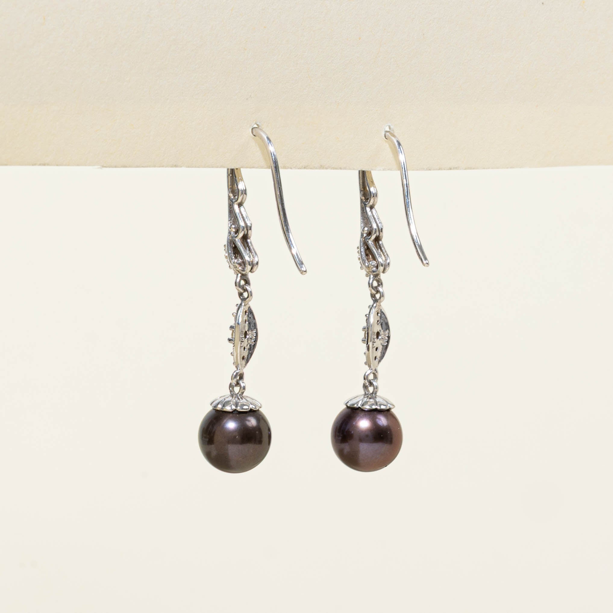 14k Pearl & Diamond Drop Earrings | 0.11ctw