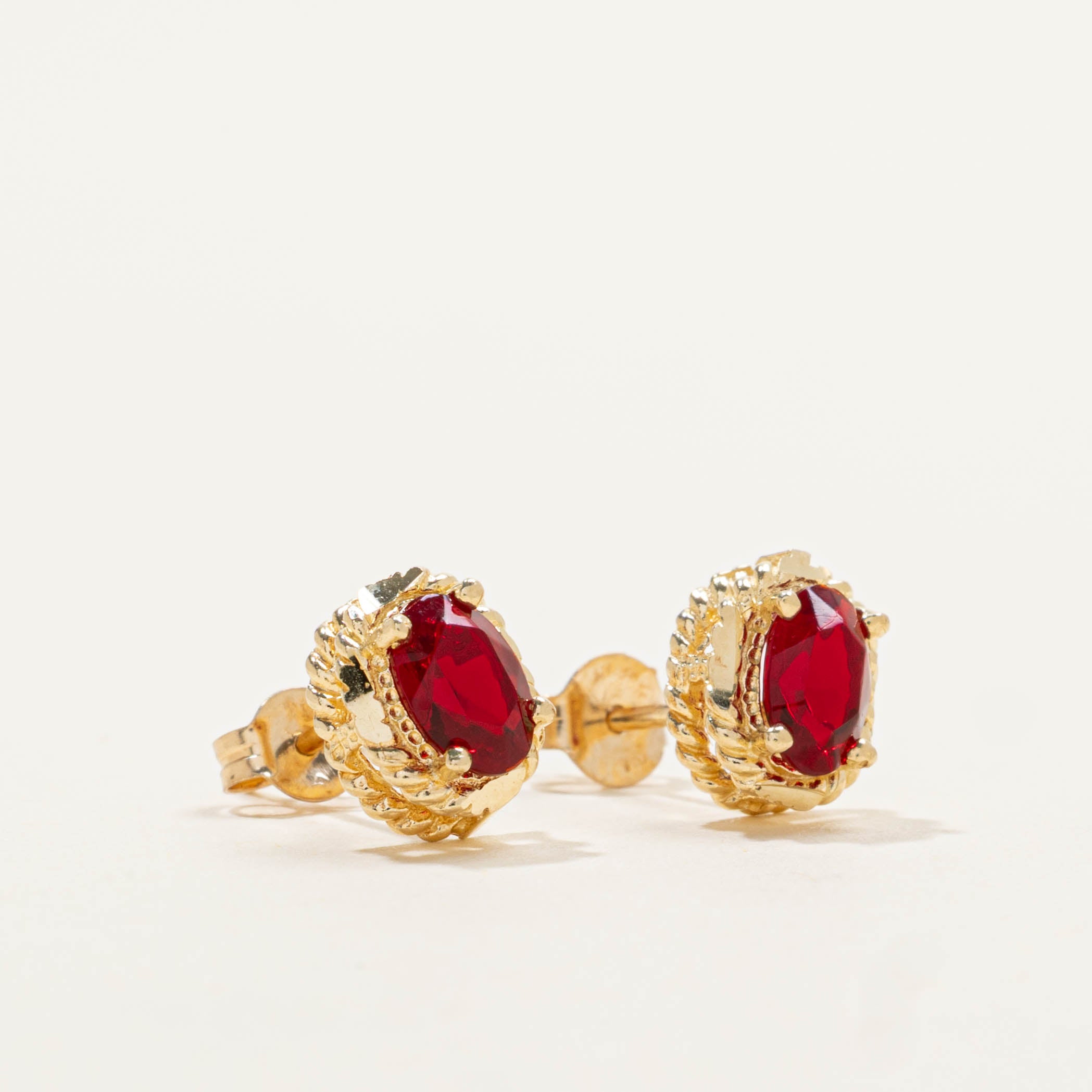 10k Red Glass Stud Earrings | 0.70ctw