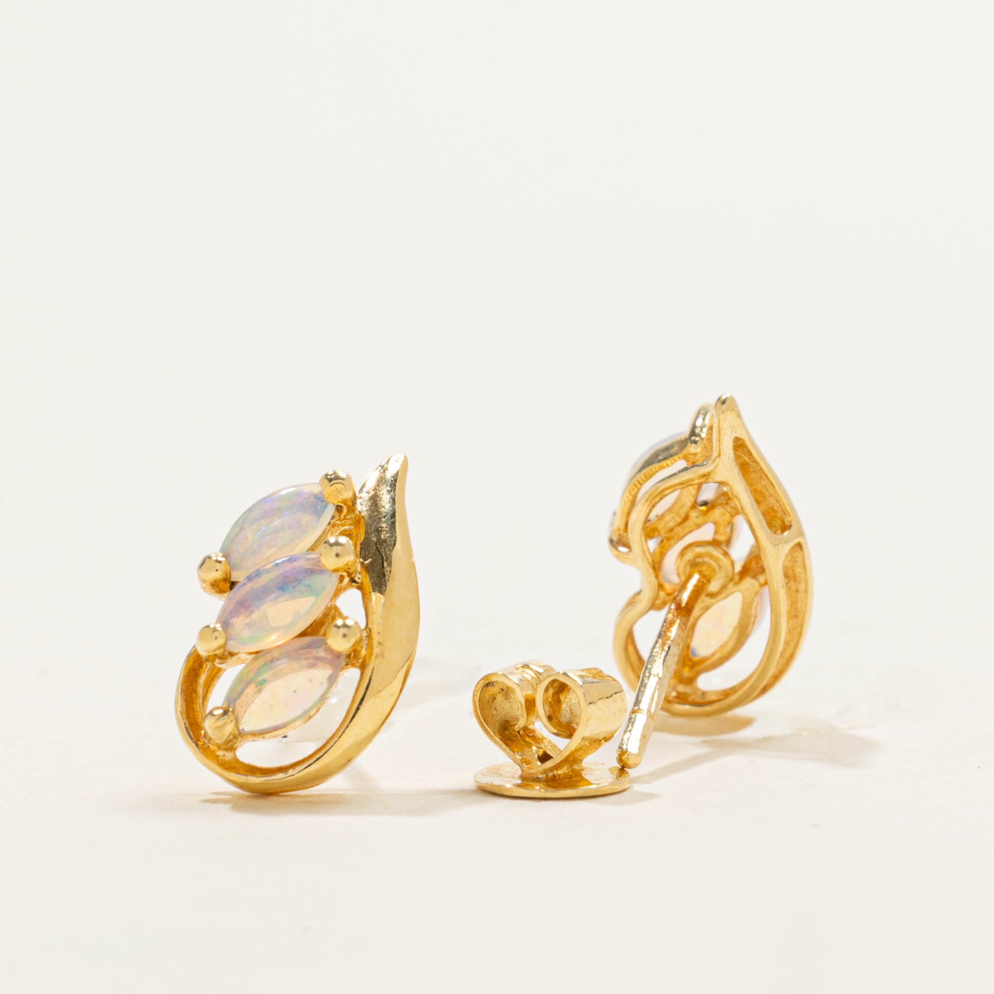 18k Opal Cluster Stud Earrings | 0.40ctw