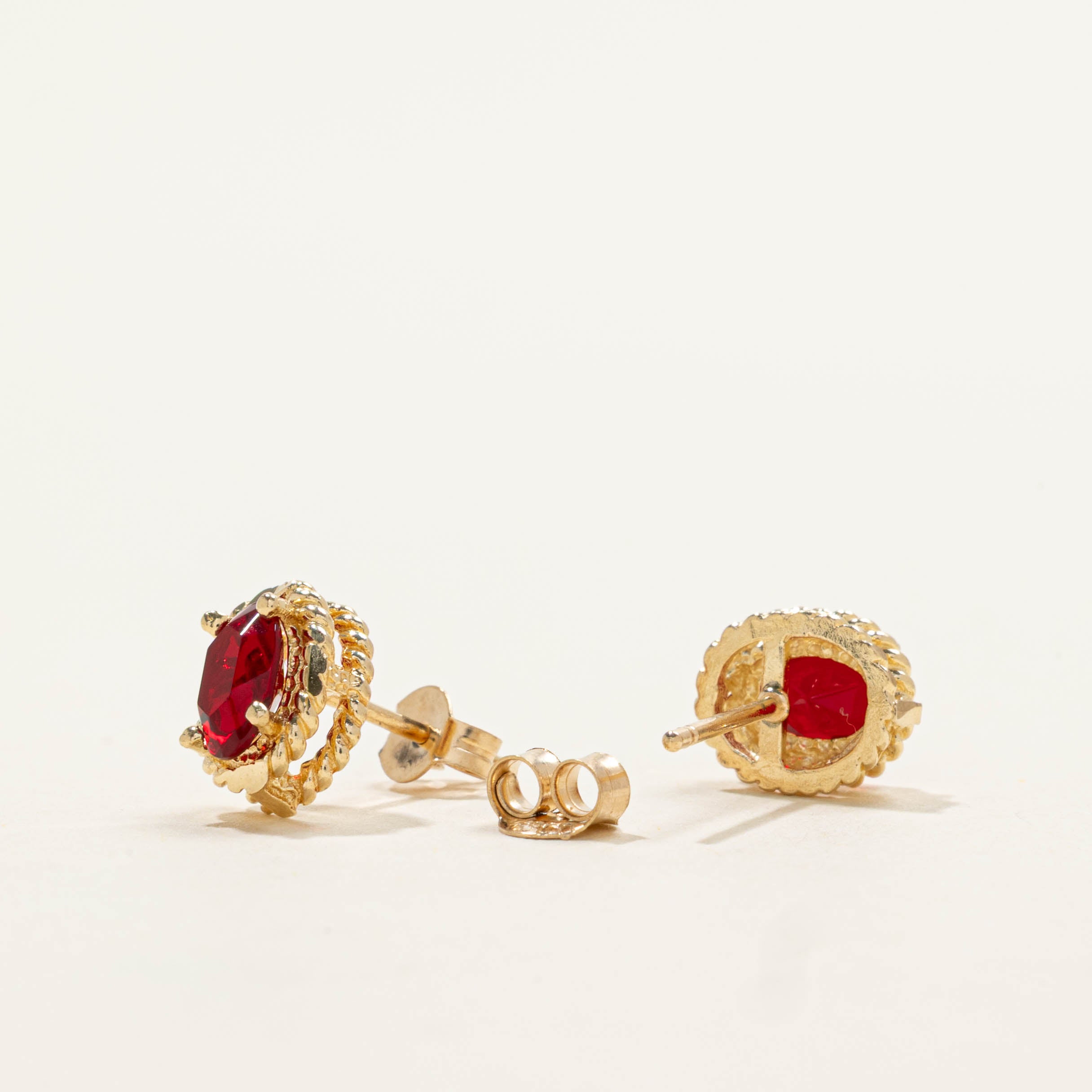 10k Red Glass Stud Earrings | 0.70ctw