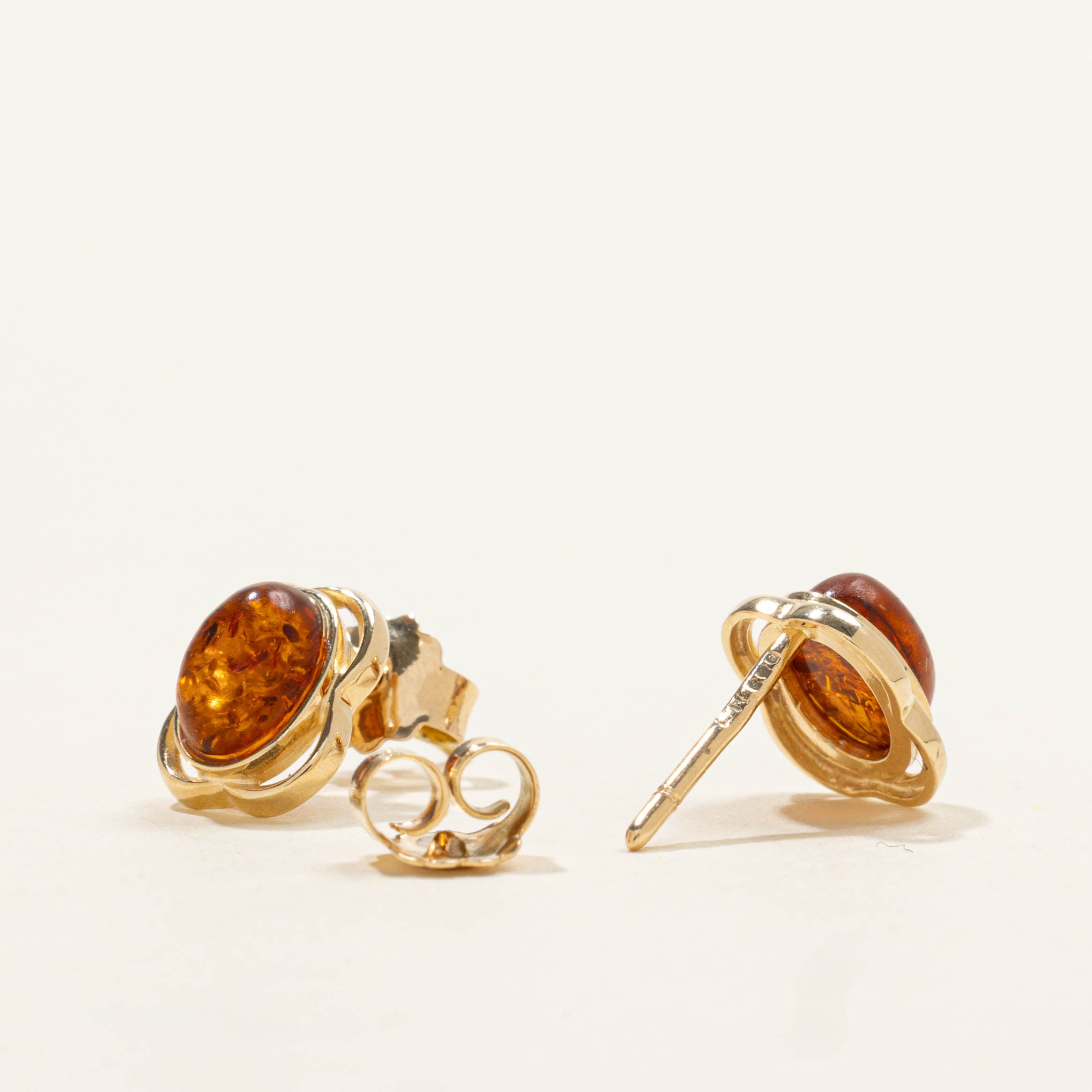 14k Bezel Set Amber Stud Earrings | 0.60ctw