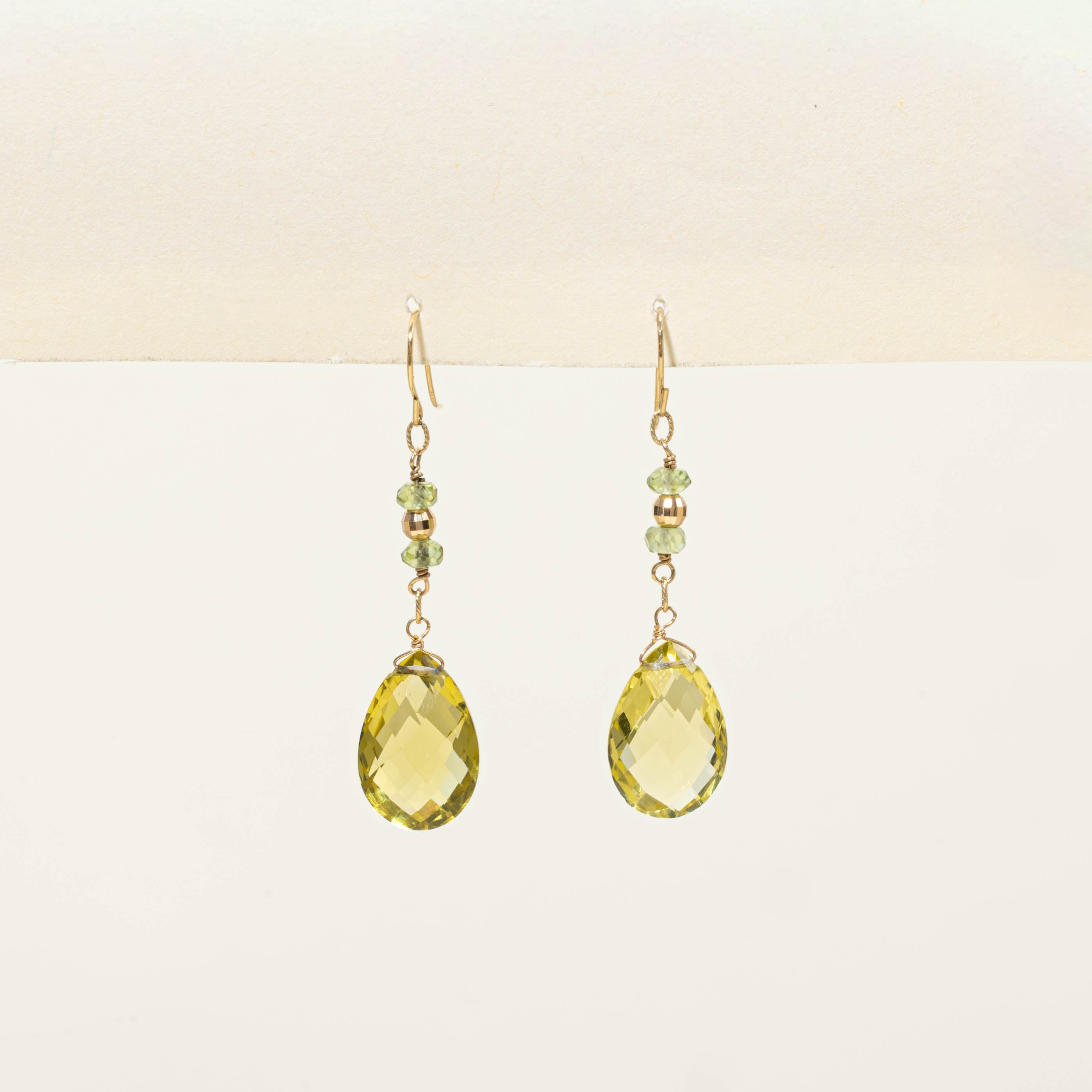 14k Peridot Drop Earrings | 10.00ctw