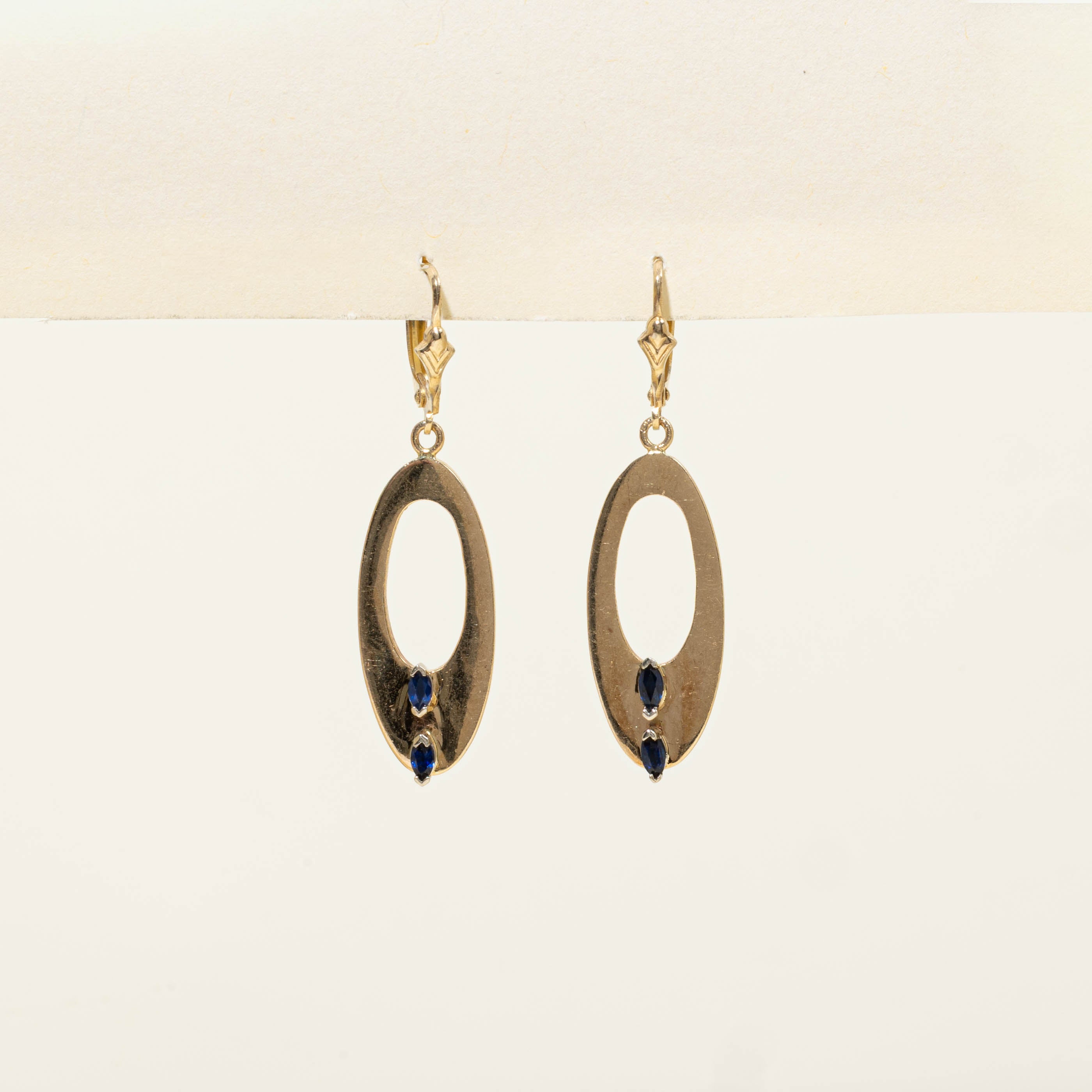 14k Sapphire Oval Drop Earrings | 0.25ctw