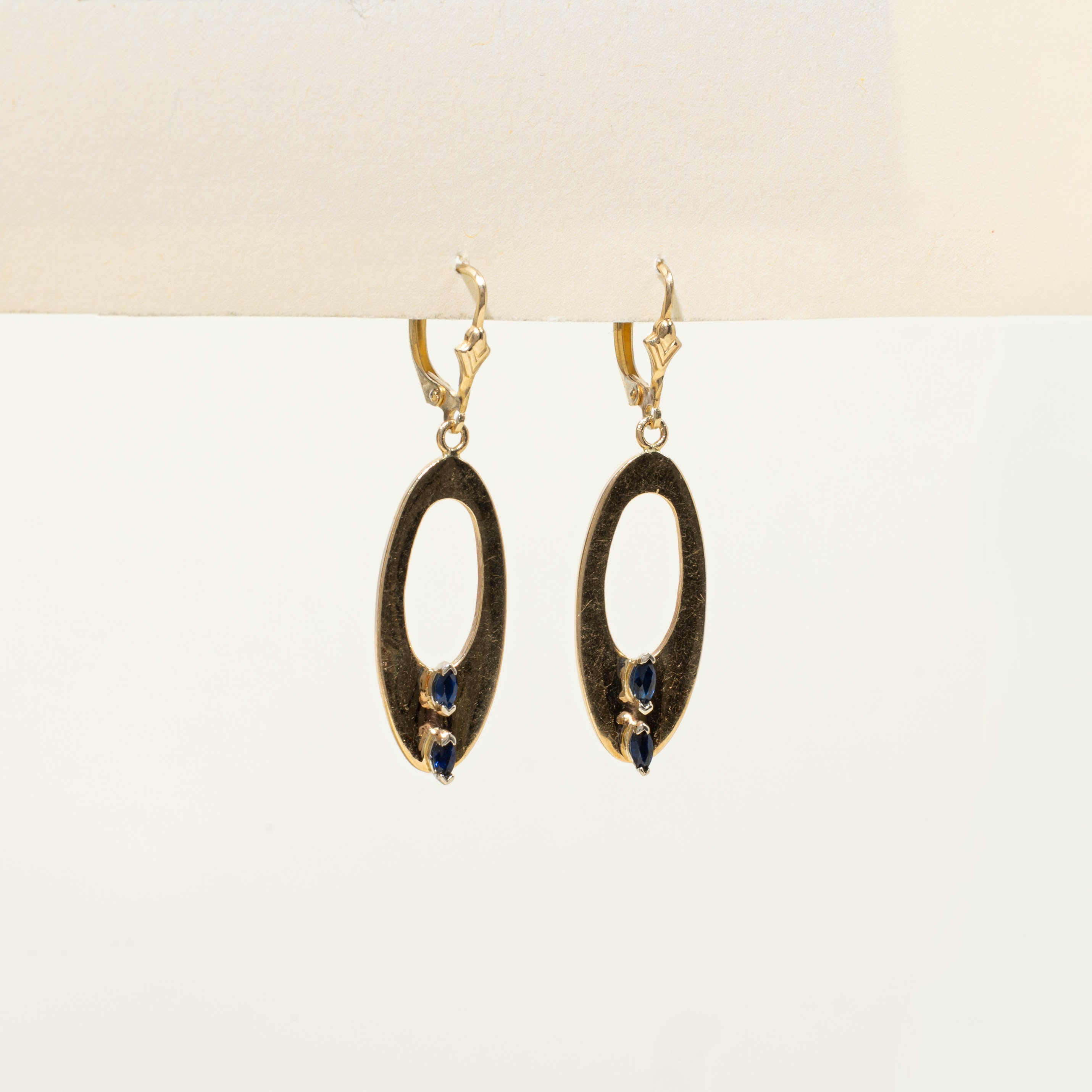 14k Sapphire Oval Drop Earrings | 0.25ctw