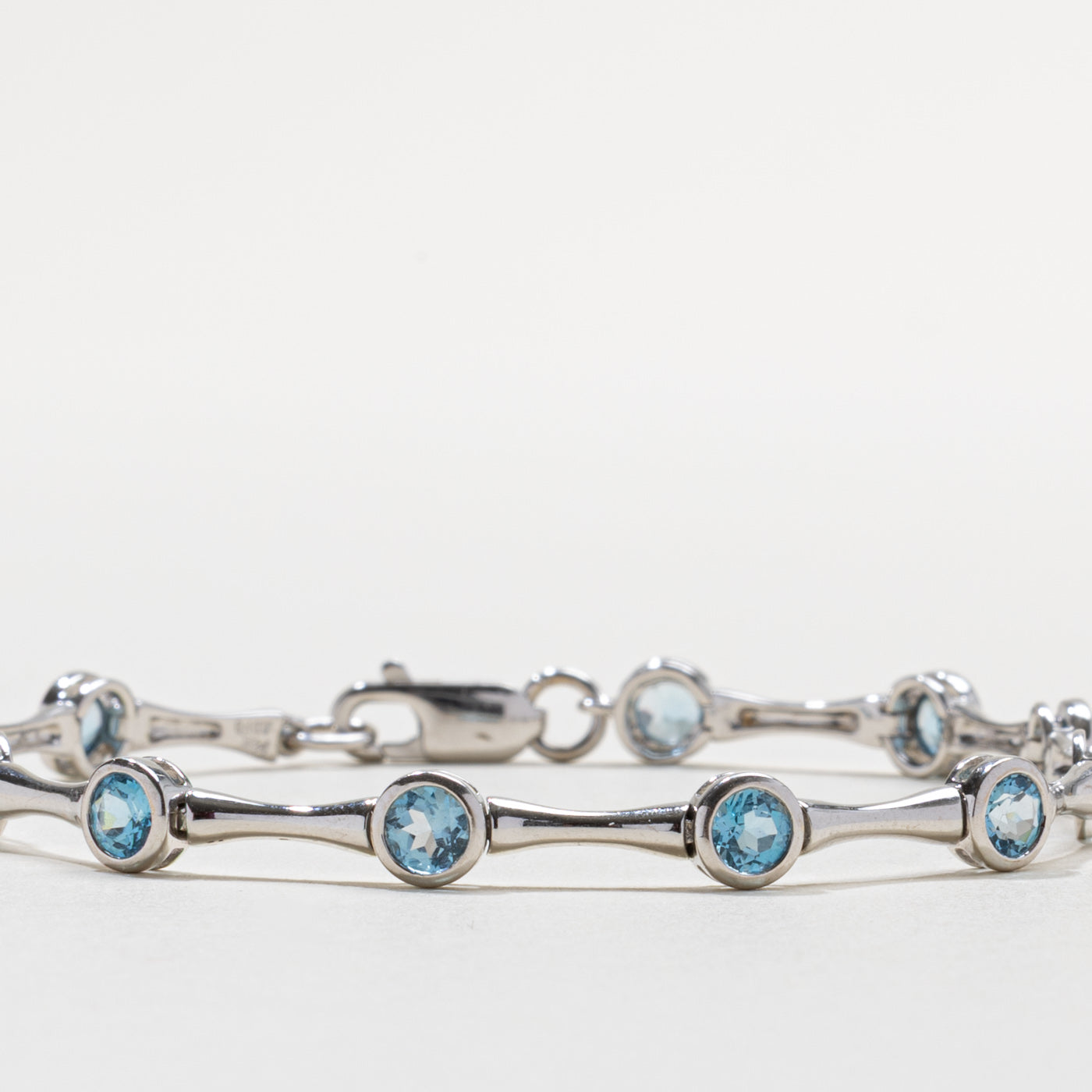 14k Bezel Set Blue Topaz Bracelet | 3.30ctw