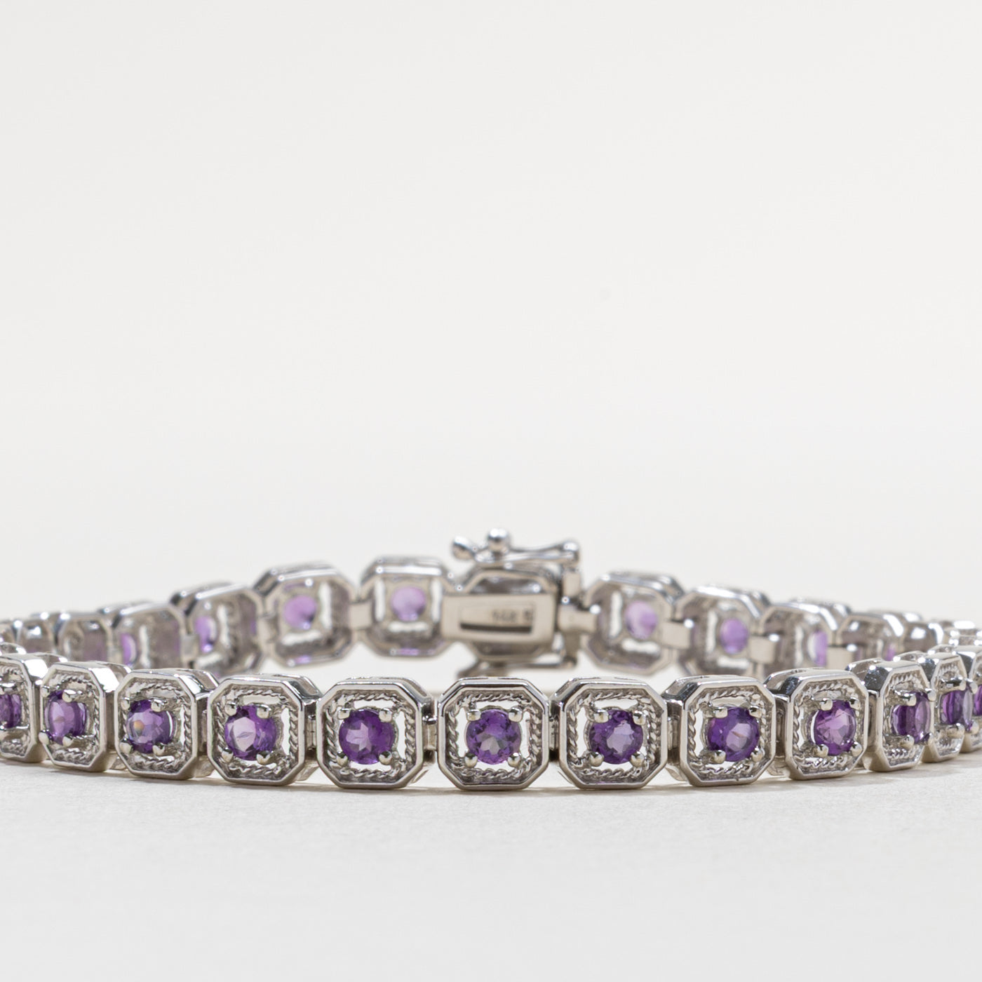 14k White Gold Amethyst Gemstone Bracelet | 2.75ctw