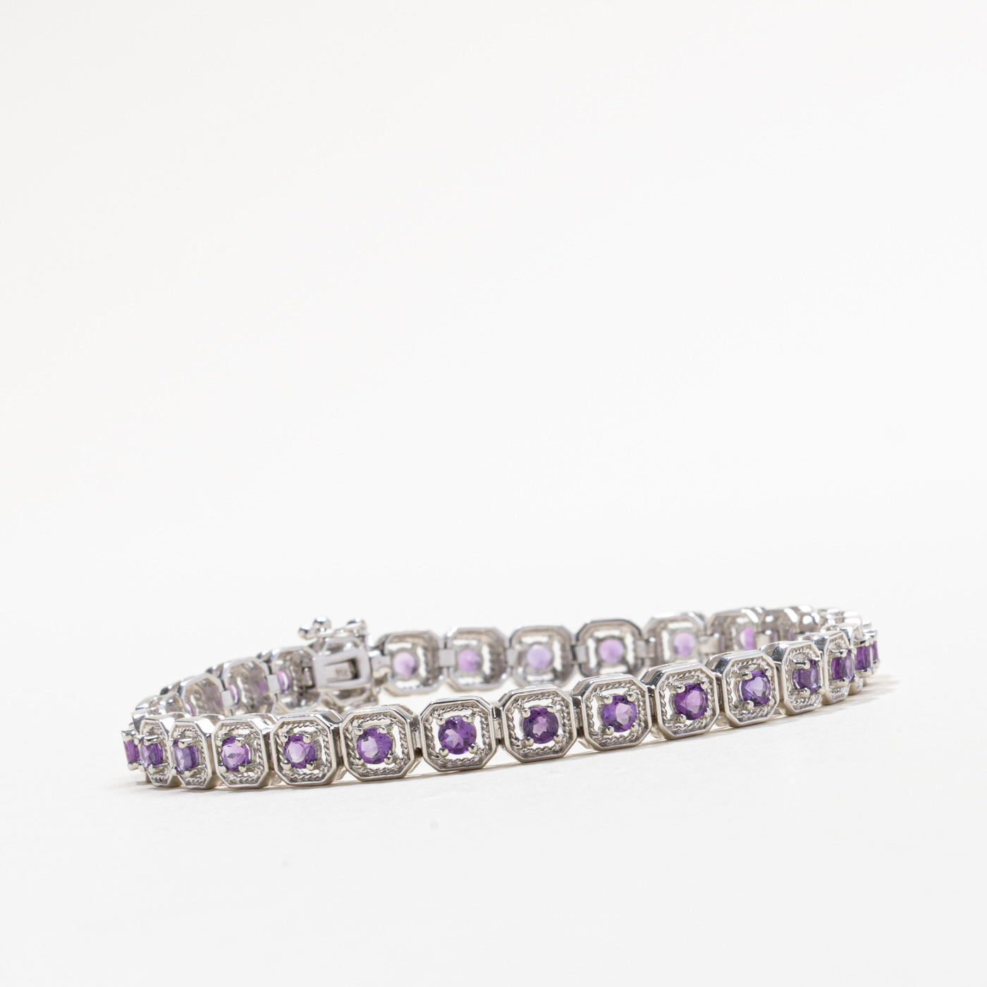 14k White Gold Amethyst Gemstone Bracelet | 2.75ctw