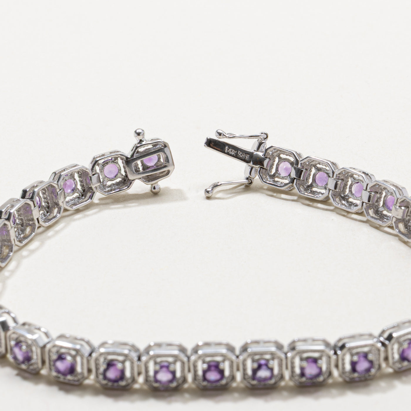 14k White Gold Amethyst Gemstone Bracelet | 2.75ctw