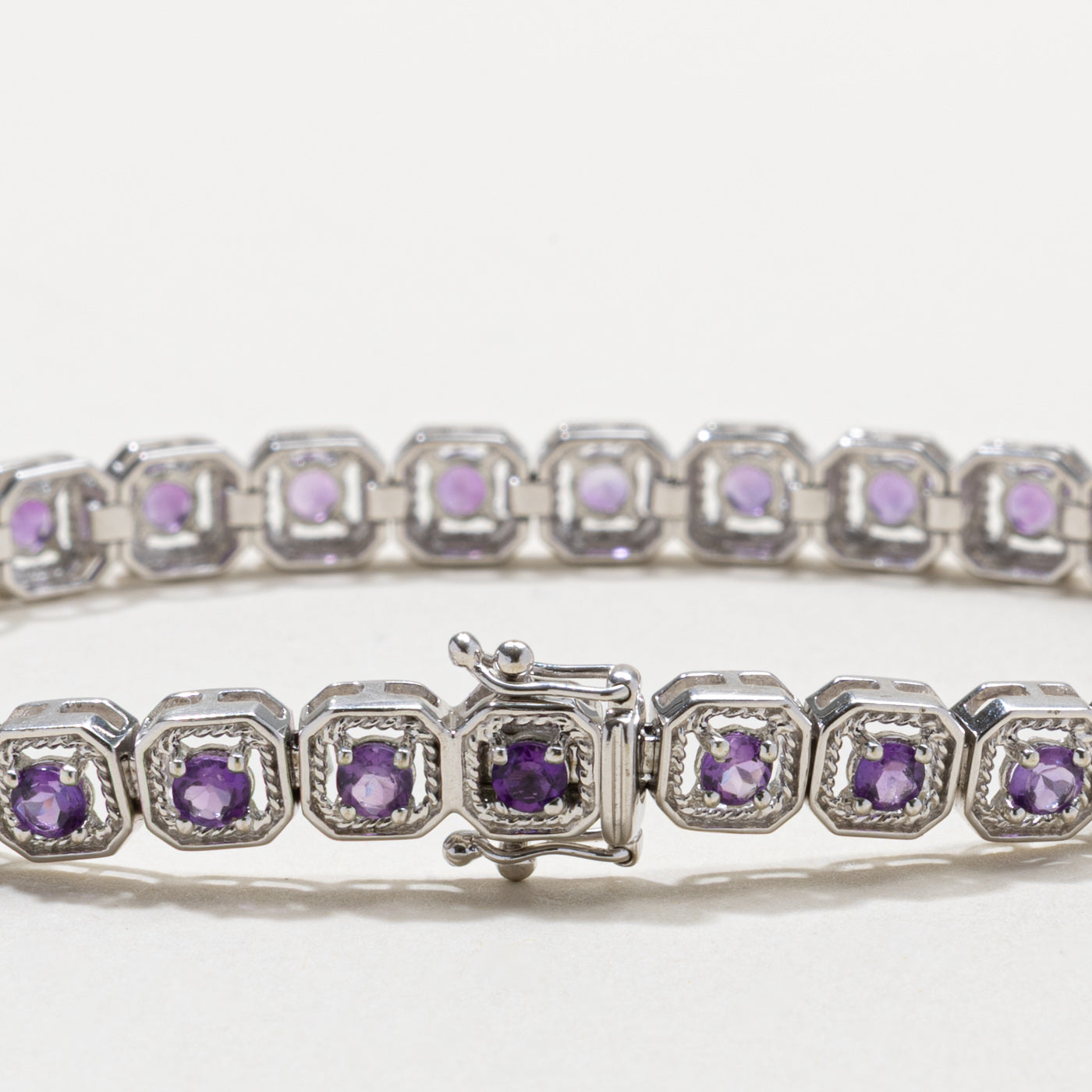 14k White Gold Amethyst Gemstone Bracelet | 2.75ctw
