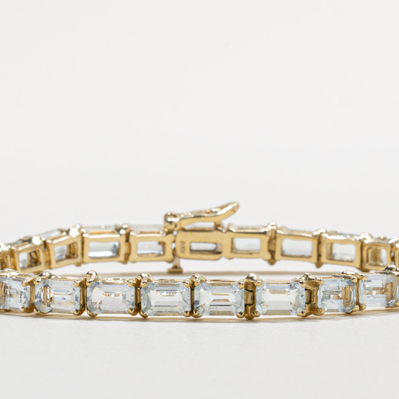 14k Aquamarine Eternity Gemstone Bracelet | 12.50ctw