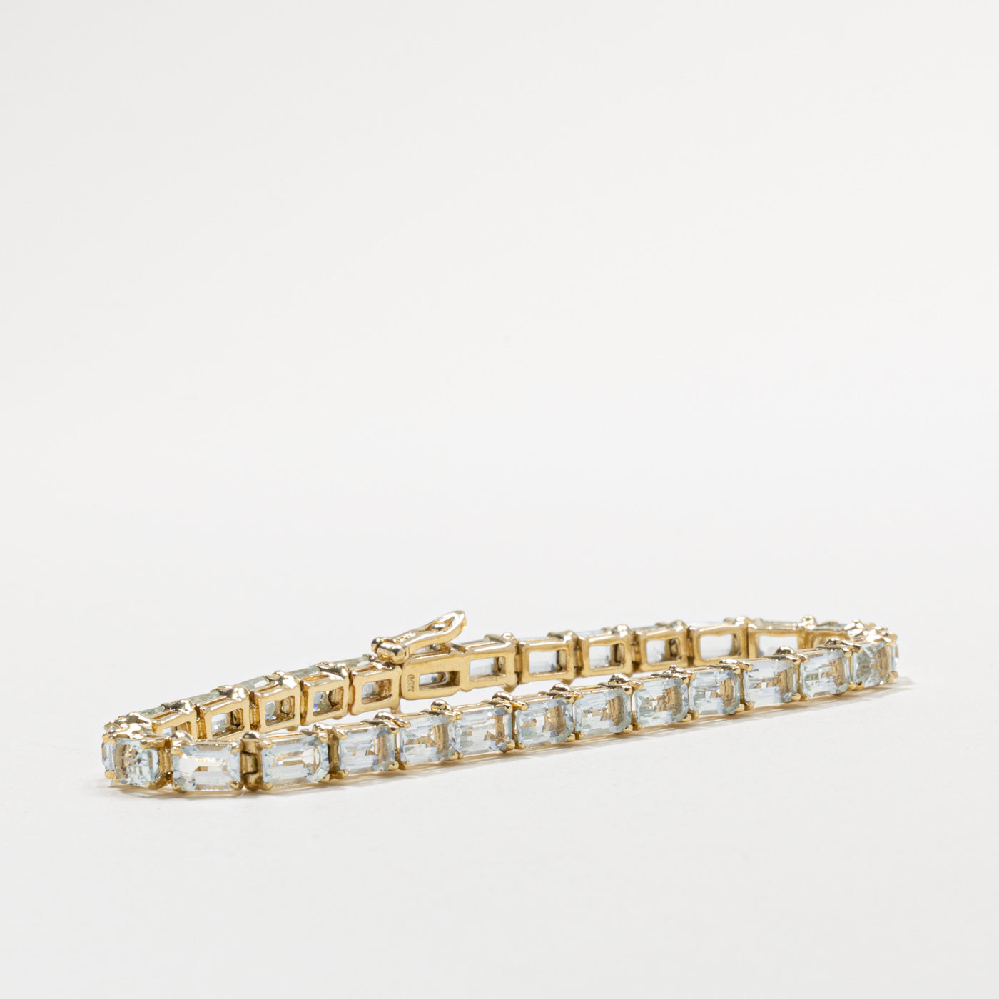 14k Aquamarine Eternity Gemstone Bracelet | 12.50ctw