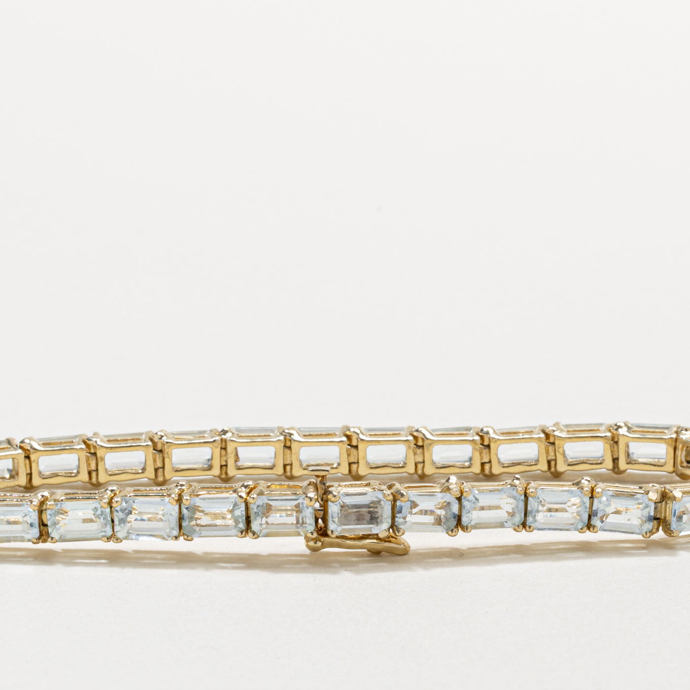 14k Aquamarine Eternity Gemstone Bracelet | 12.50ctw