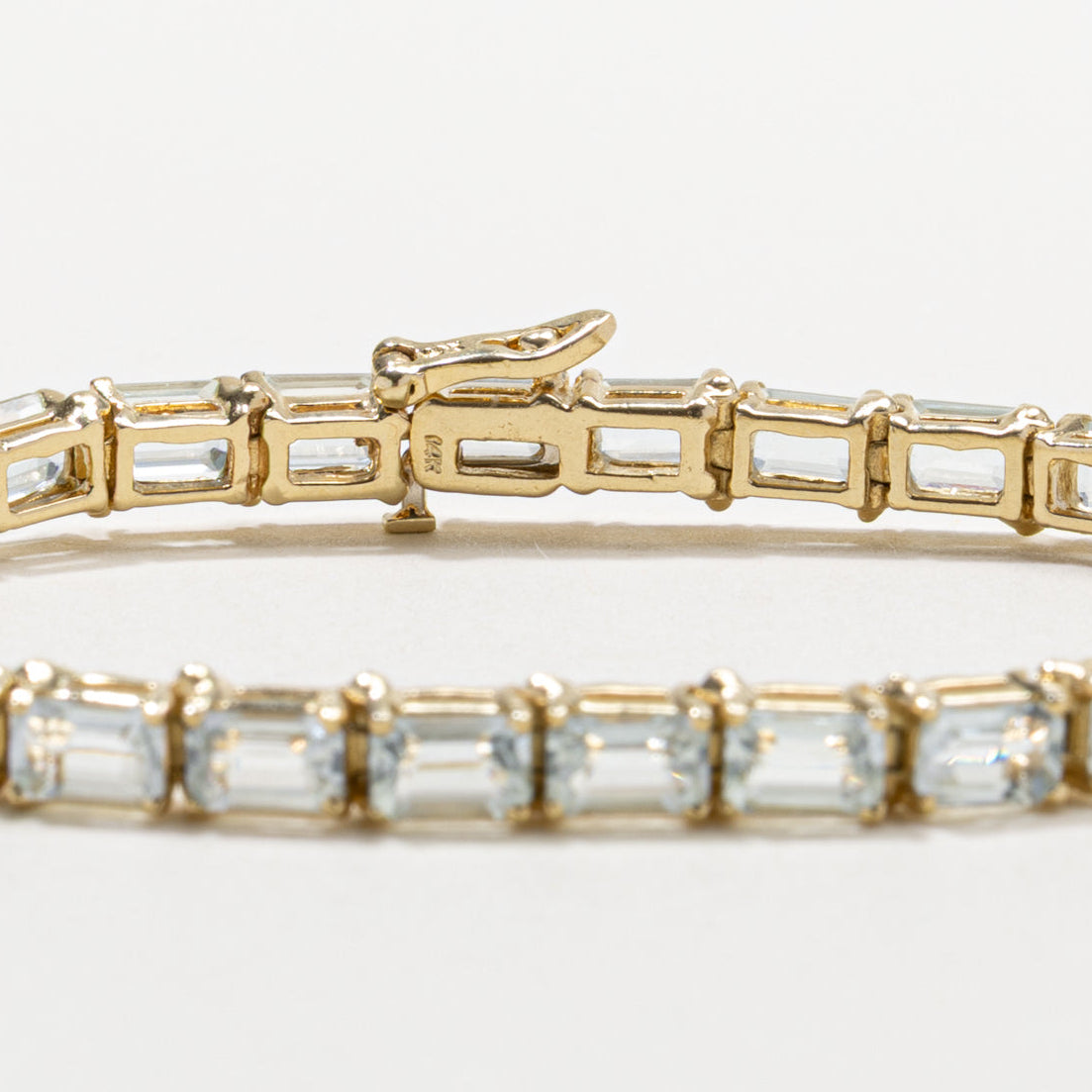 14k Aquamarine Eternity Gemstone Bracelet | 12.50ctw