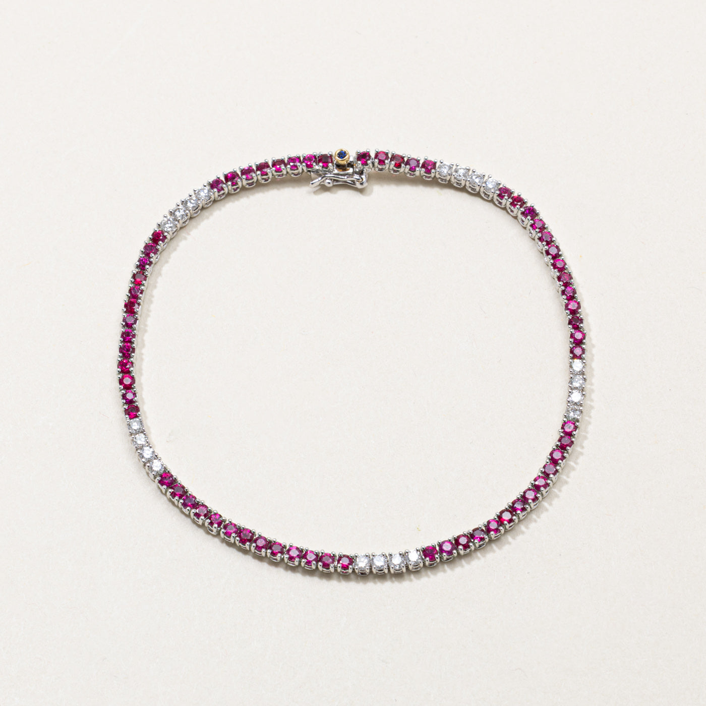 ‘Birks’ 18k Ruby, Sapphire & Diamond Tennis Bracelet | 1.63ctw, 0.60ctw