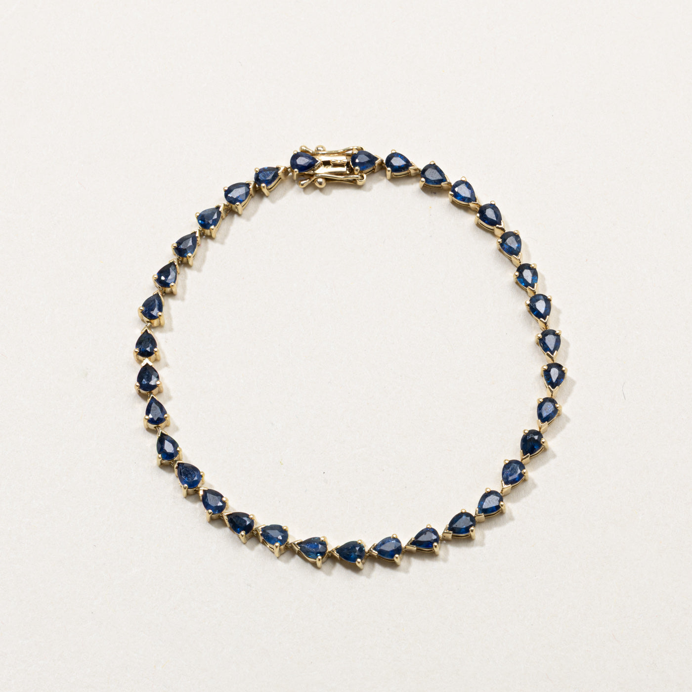14k Pear Cut Sapphire Tennis Bracelet | 5.00ctw
