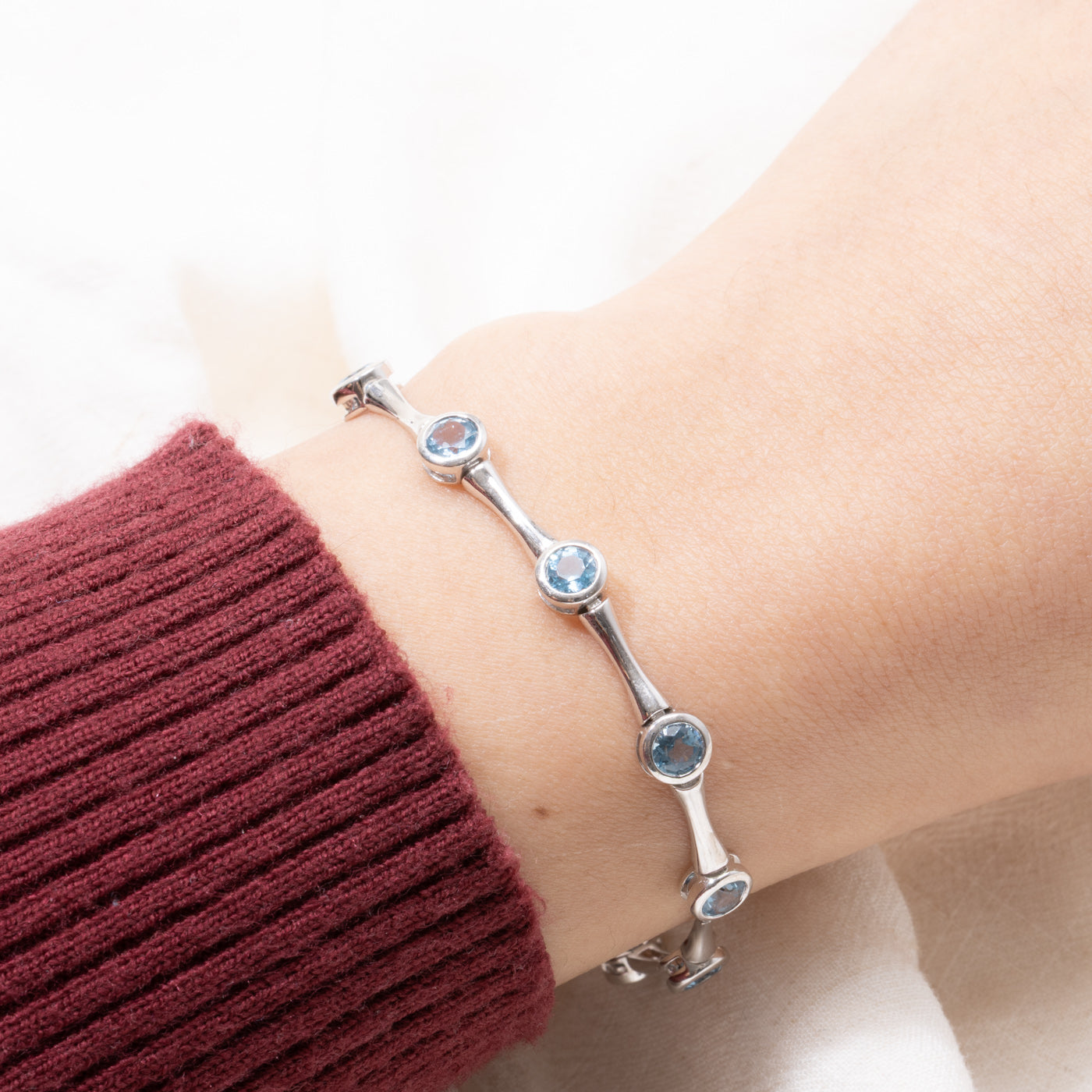 14k Bezel Set Blue Topaz Bracelet | 3.30ctw