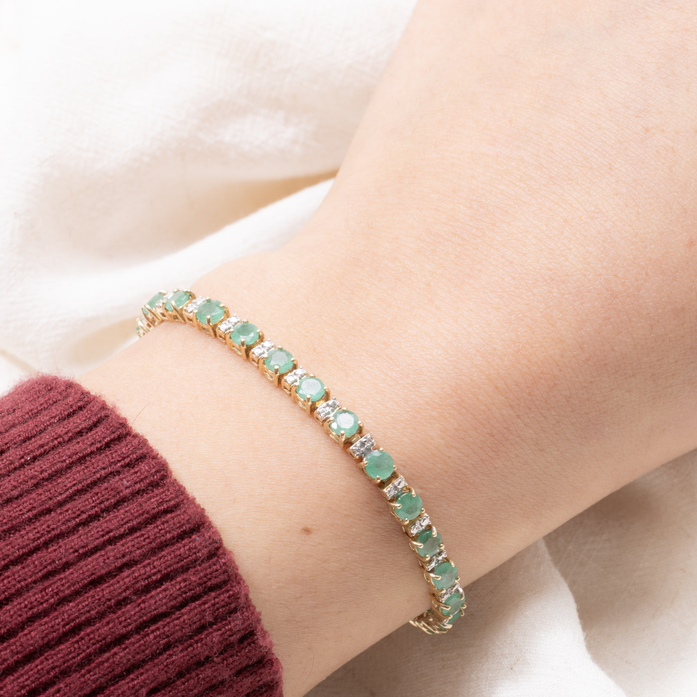 10k Emerald Tennis Bracelet | 3.08ctw