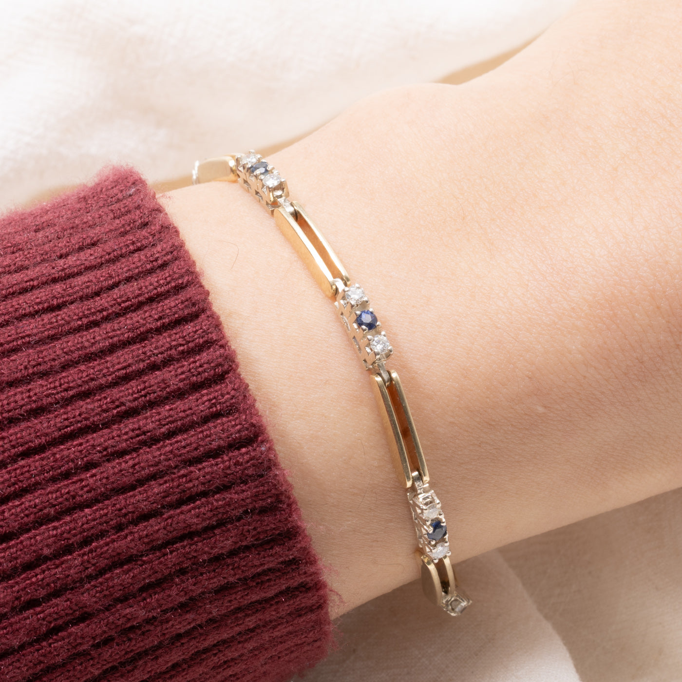 14k Sapphire & Diamond Bracelet | 0.48ctw, 0.40ctw