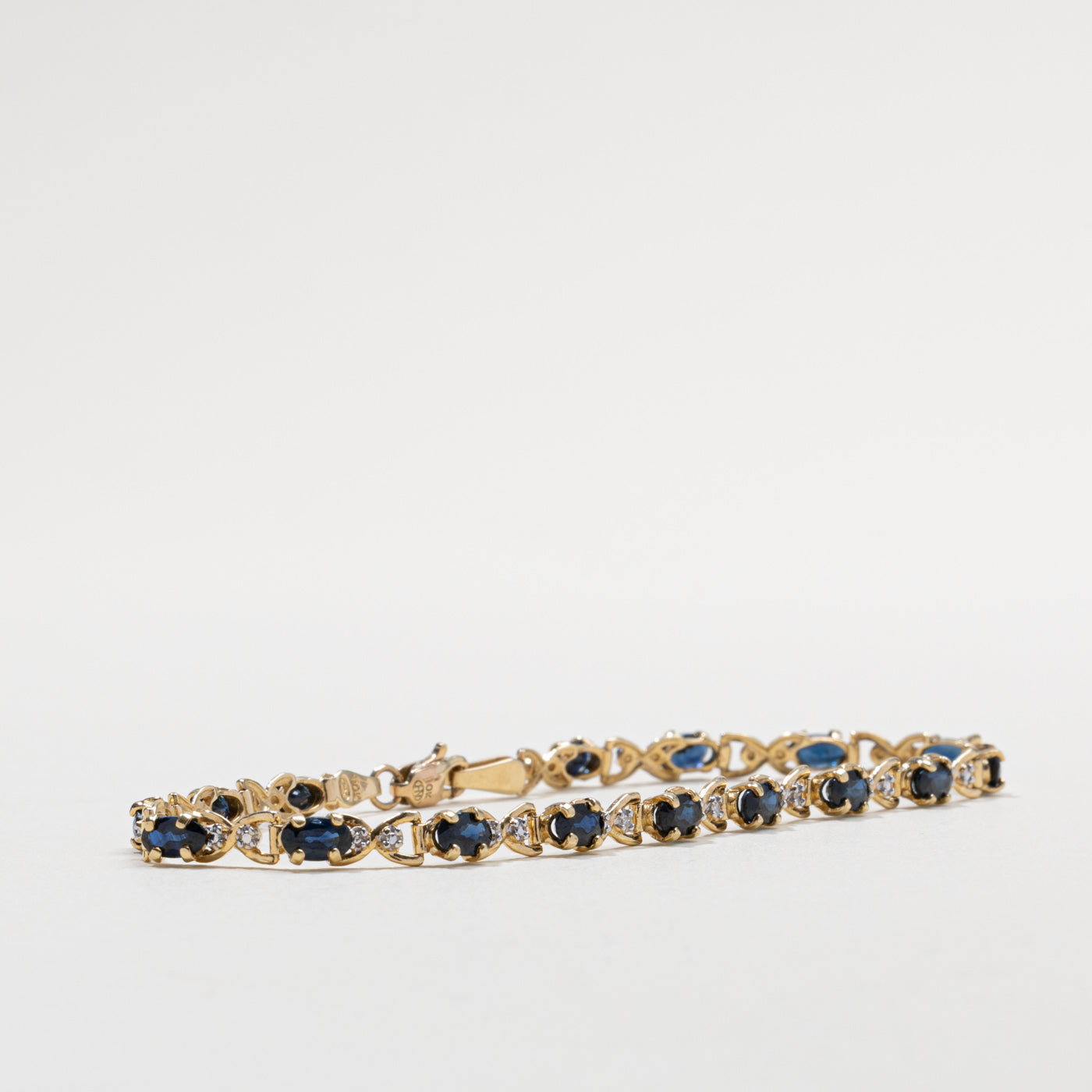 10k Sapphire & Diamond Gemstone Bracelet | 4.30ctw, 0.03ctw