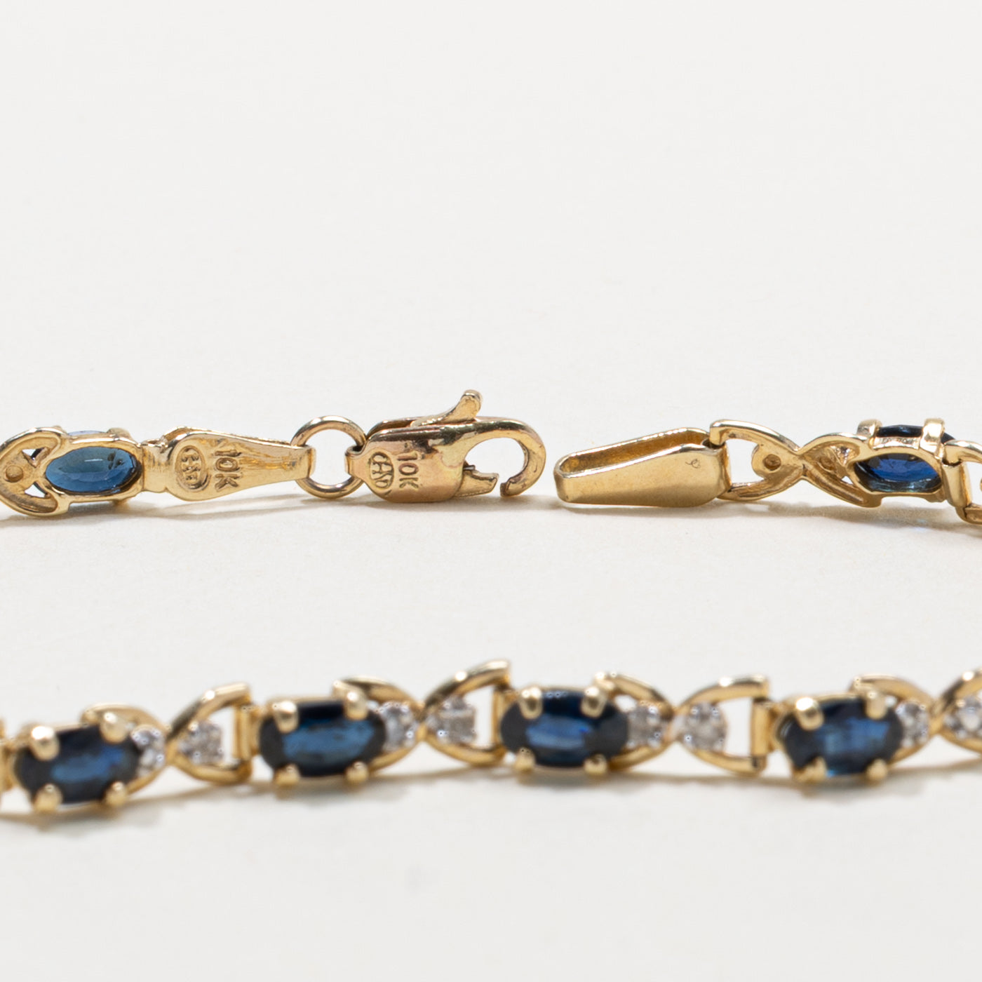 10k Sapphire & Diamond Gemstone Bracelet | 4.30ctw, 0.03ctw