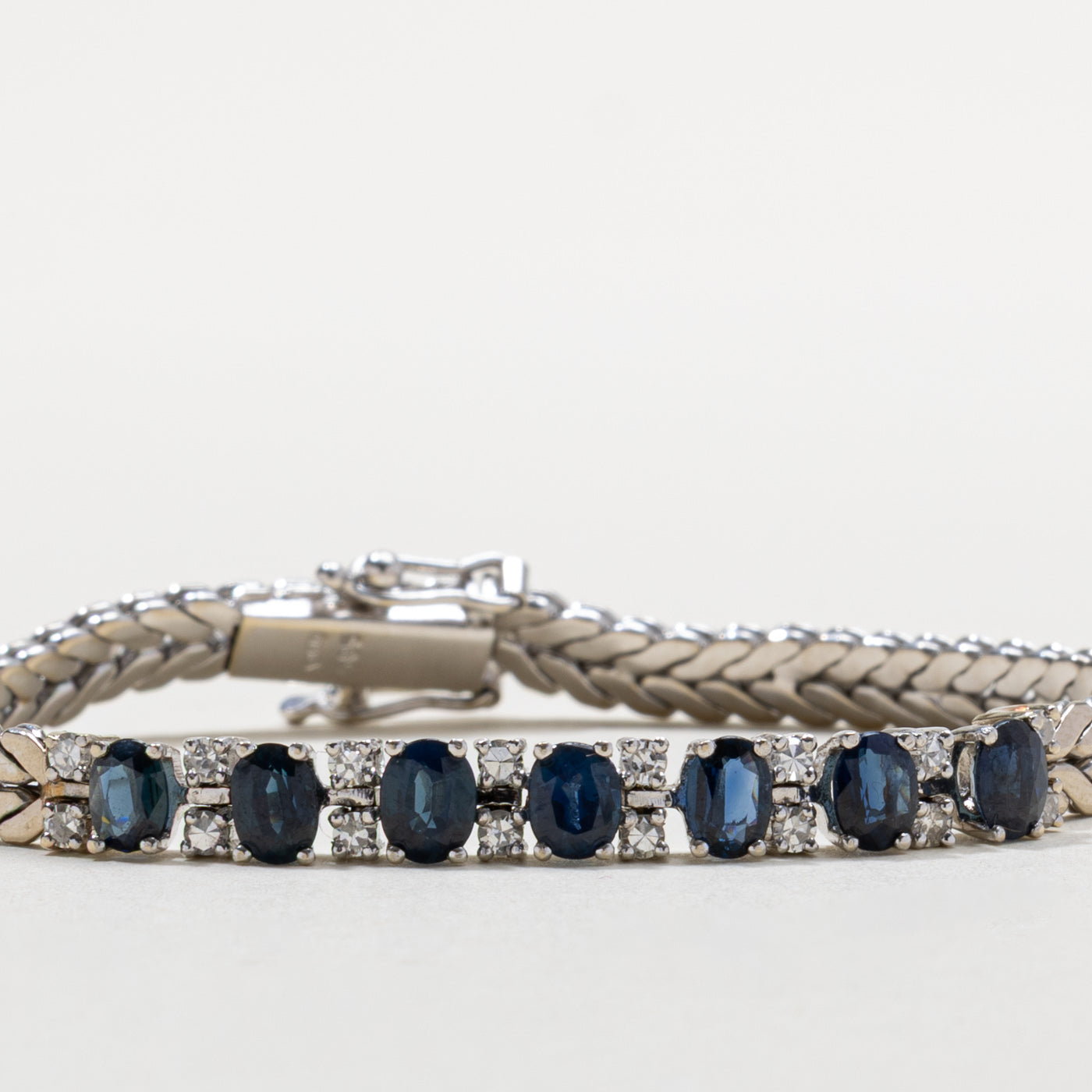 14k Seven Stone Sapphire & Diamond Bracelet | 2.50ctw, 0.40ctw