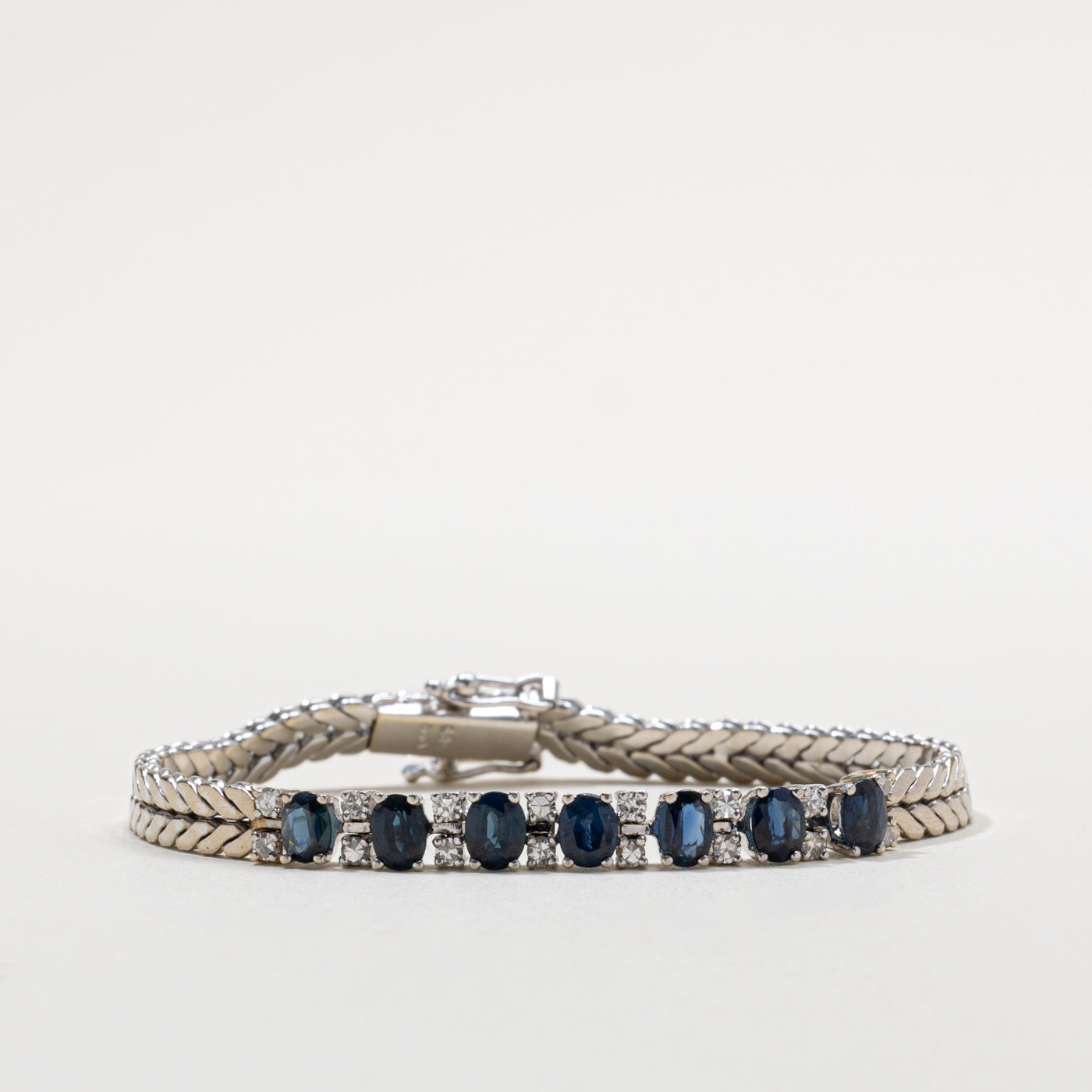 14k Seven Stone Sapphire & Diamond Bracelet | 2.50ctw, 0.40ctw