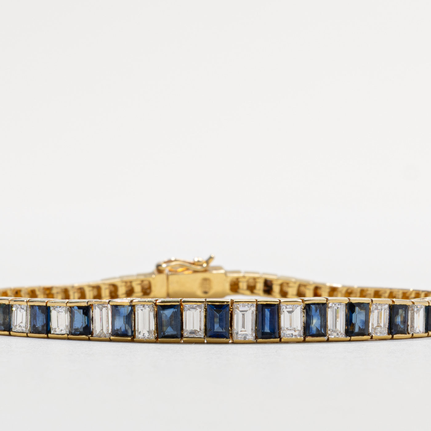 18k Baguette Cut Sapphire & Diamond Tennis Bracelet | 2.80ctw, 2.05ctw