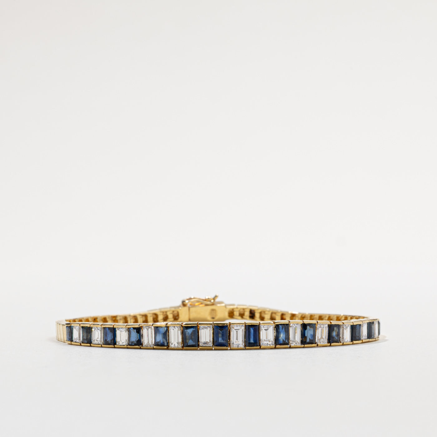 18k Baguette Cut Sapphire & Diamond Tennis Bracelet | 2.80ctw, 2.05ctw