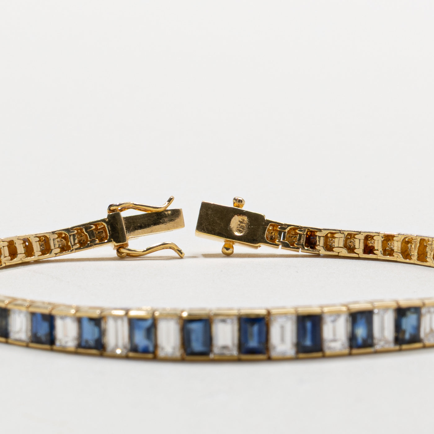 18k Baguette Cut Sapphire & Diamond Tennis Bracelet | 2.80ctw, 2.05ctw