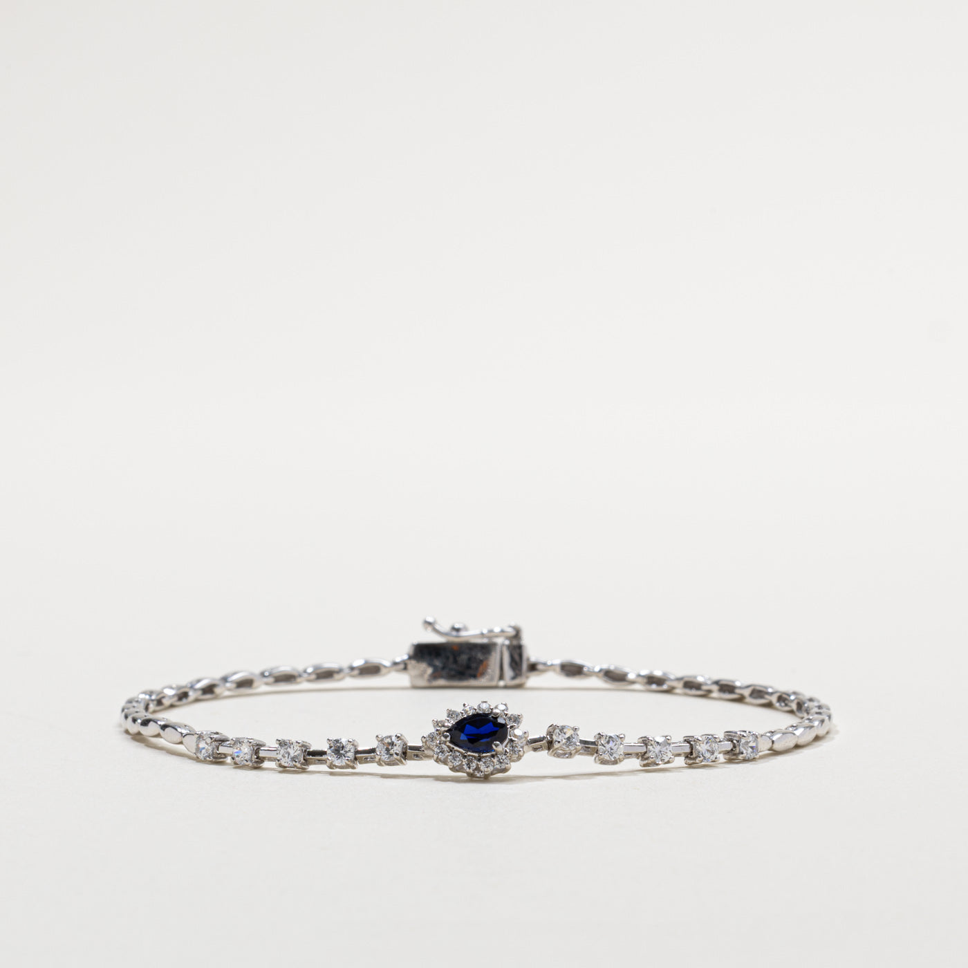 18k White Gold Sapphire & Diamond Tennis Bracelet | 0.47ctw, 0.25ct