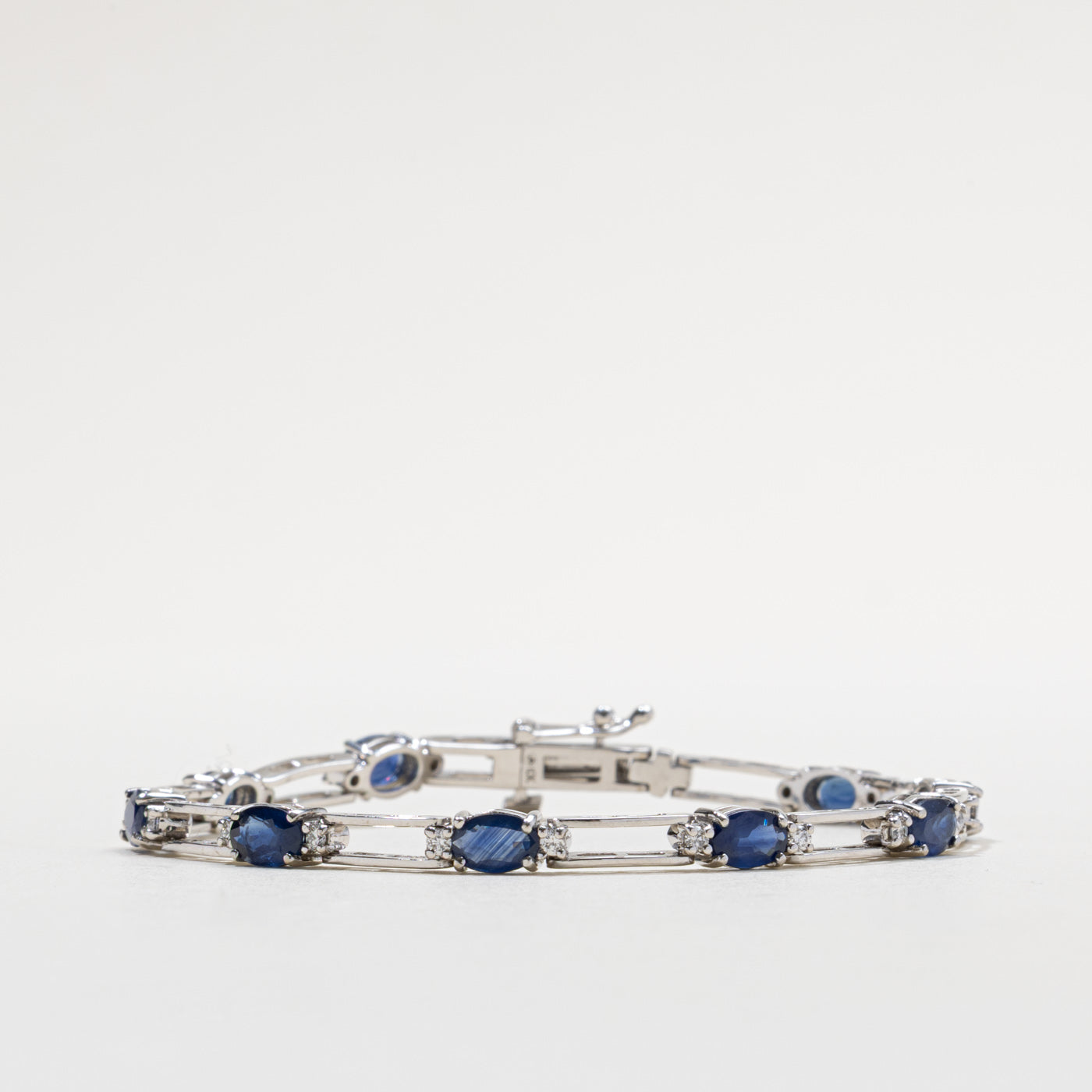 10k Sapphire & Diamond Bracelet | 4.06ctw, 0.18ctw