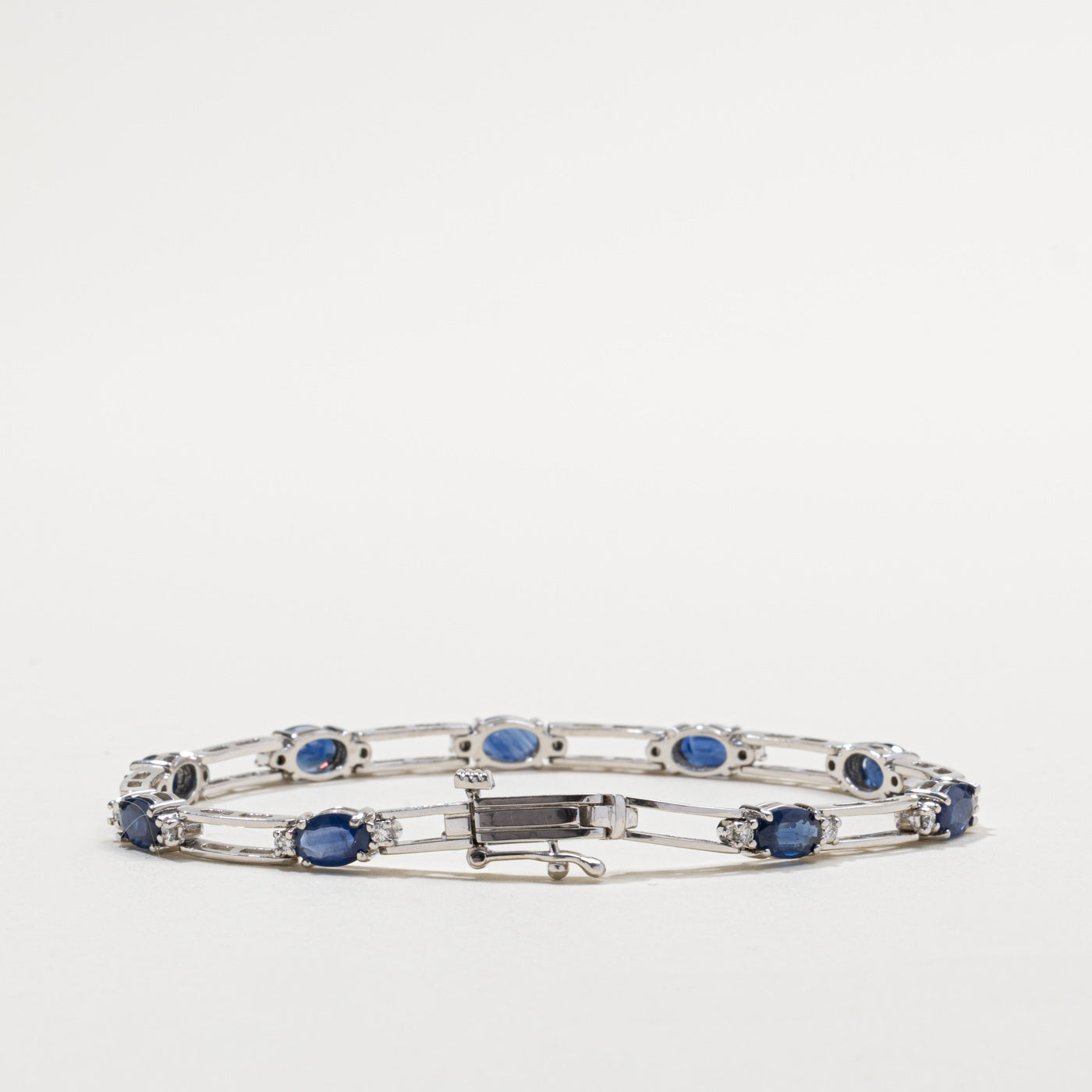 10k Sapphire & Diamond Bracelet | 4.06ctw, 0.18ctw