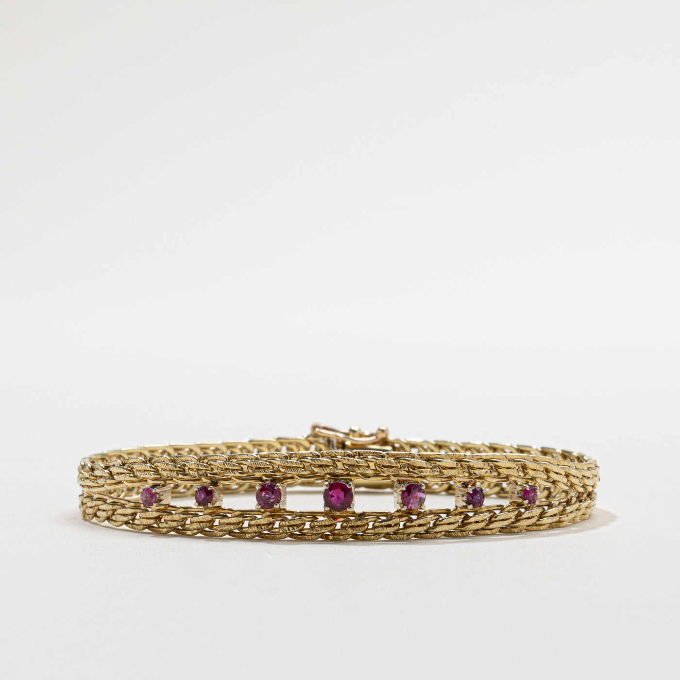 ‘Birks’ 14k Ruby Woven Chain Bracelet | 1.40ctw
