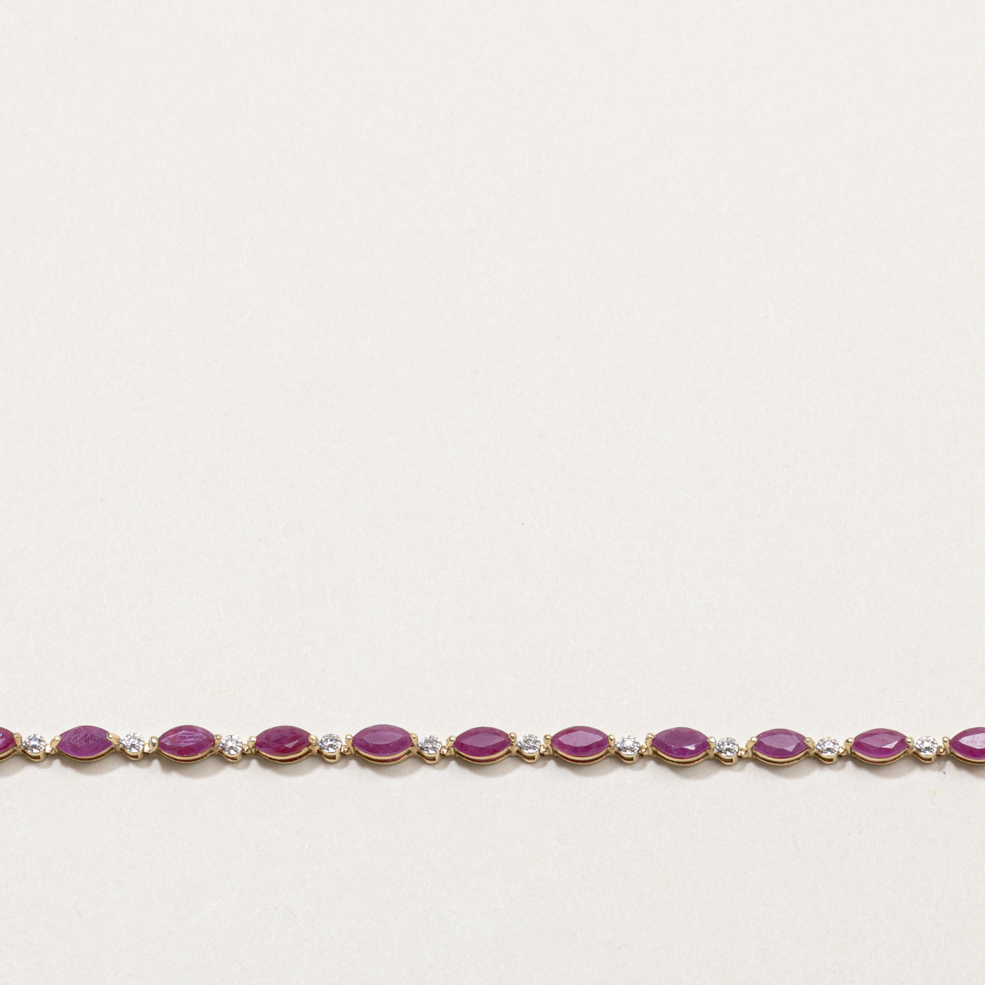 10k Ruby & Diamond Tennis Bracelet | 4.20ctw, 0.01ctw