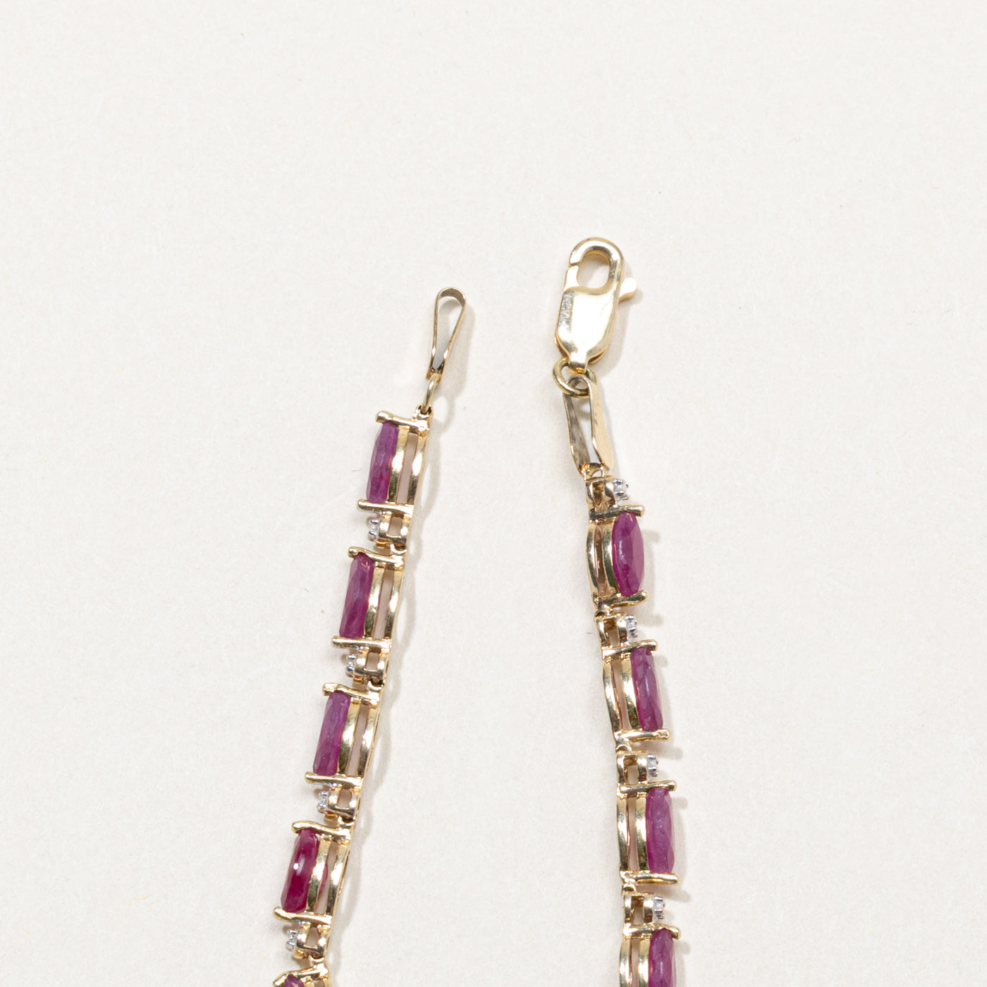 10k Ruby & Diamond Tennis Bracelet | 4.20ctw, 0.01ctw