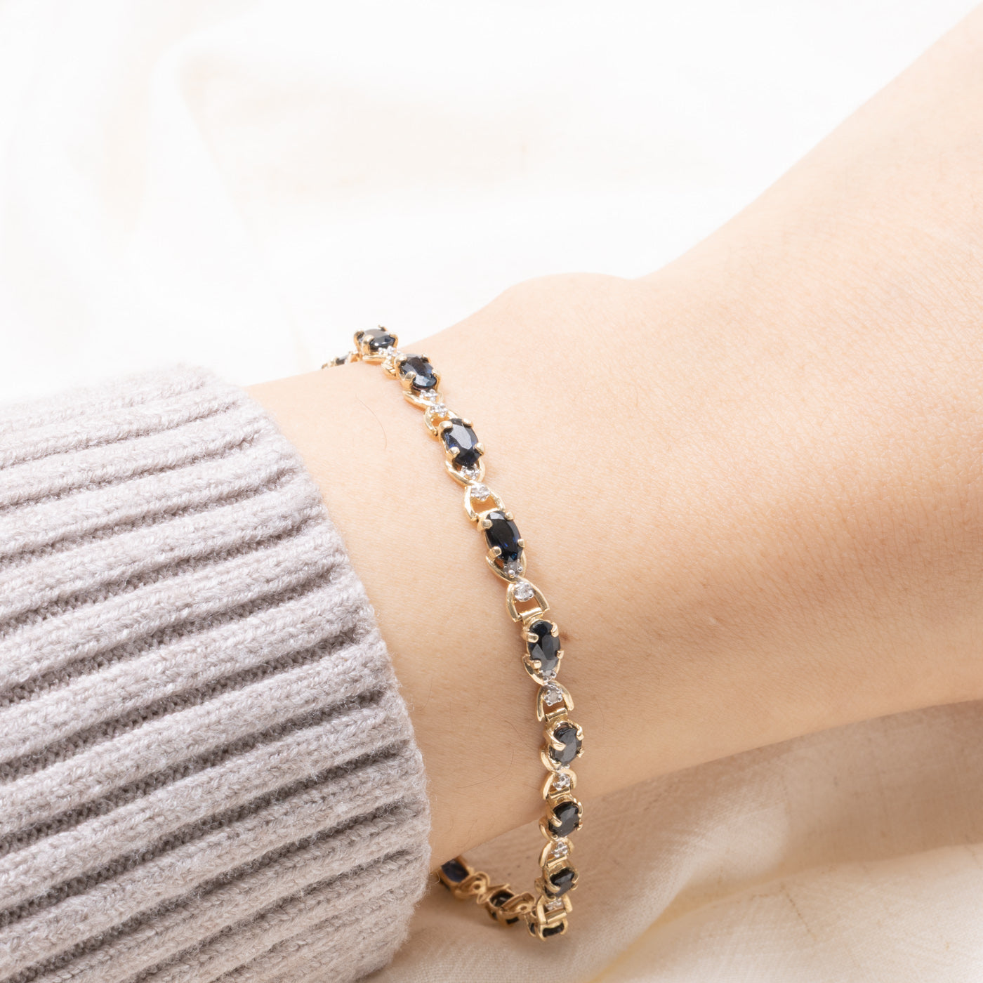 10k Sapphire & Diamond Gemstone Bracelet | 4.30ctw, 0.03ctw