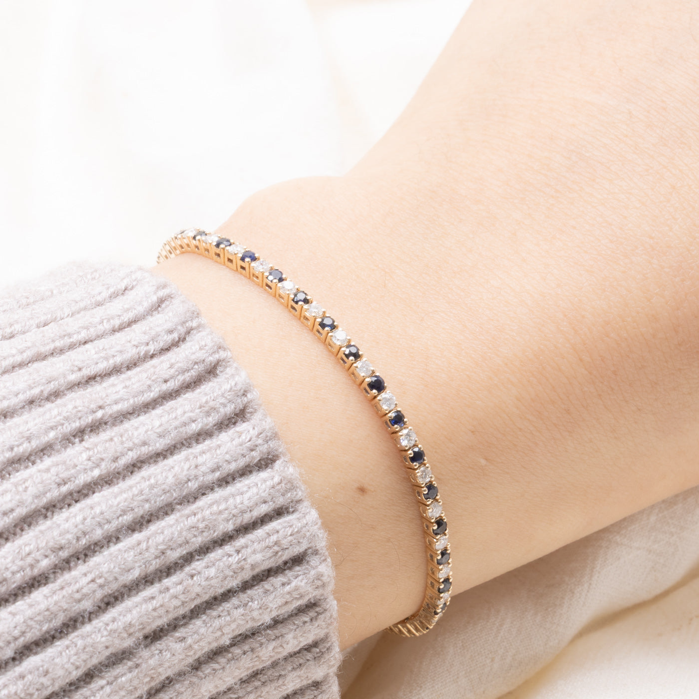 10k Sapphire & Diamond Tennis Bracelet | 1.50ctw, 1.00ctw