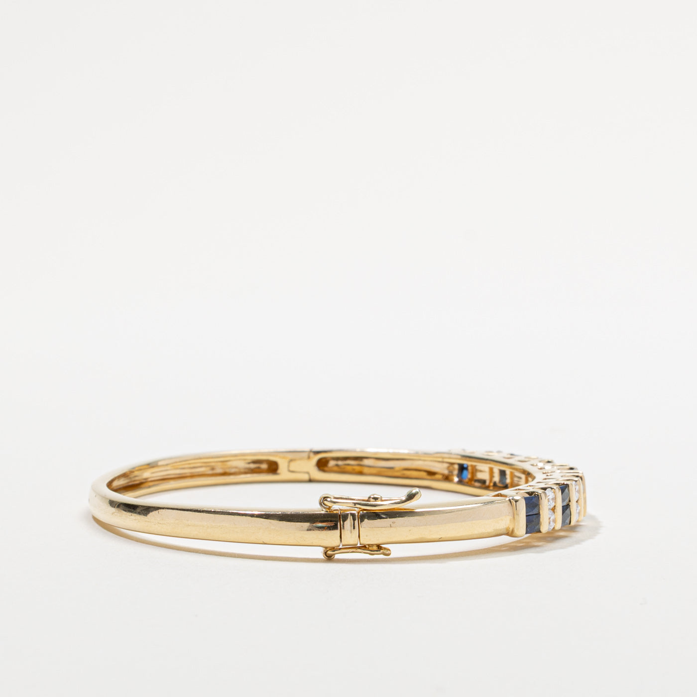 14k Sapphire & Diamond Bangle Bracelet | 2.00ctw, 0.60ctw