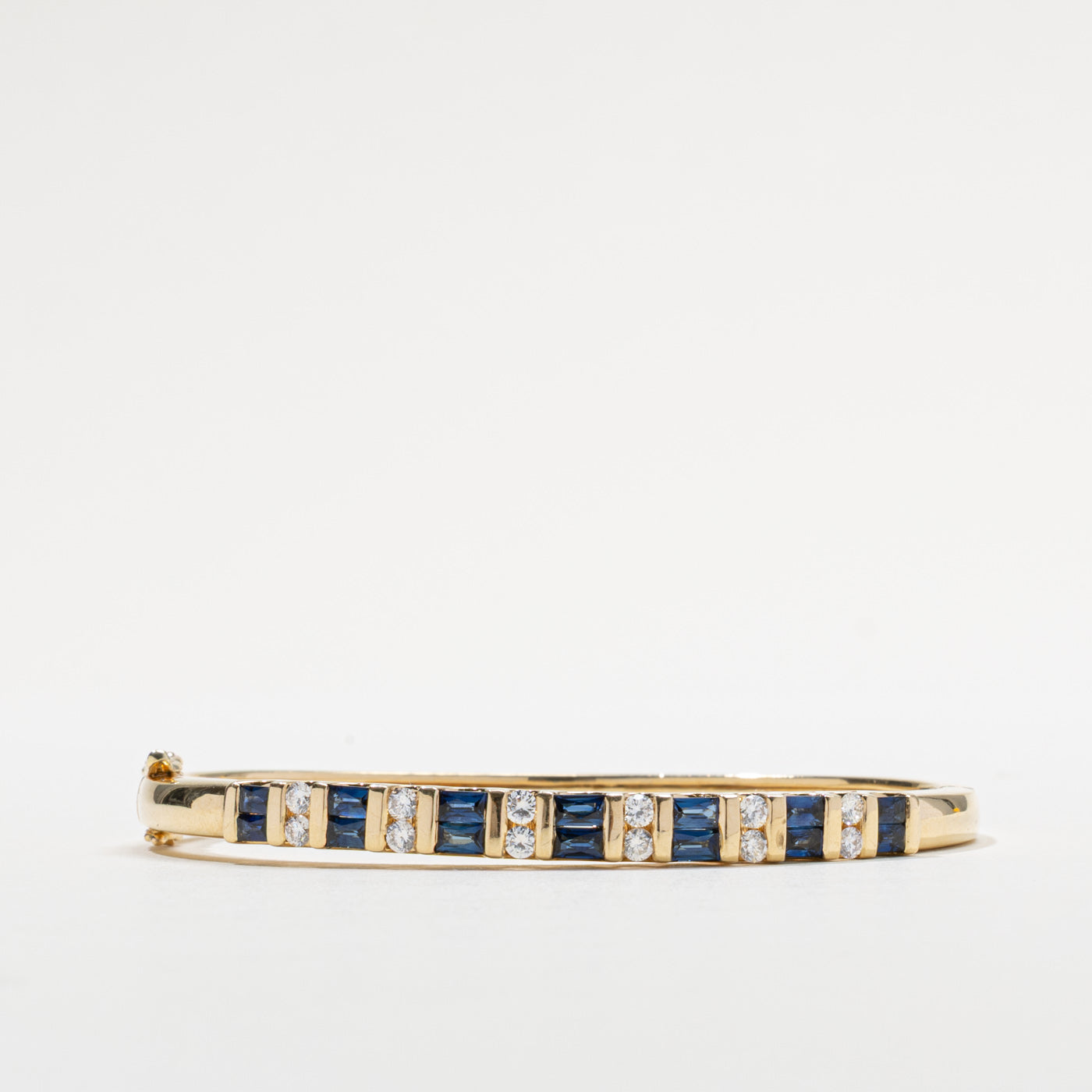 14k Sapphire & Diamond Bangle Bracelet | 2.00ctw, 0.60ctw