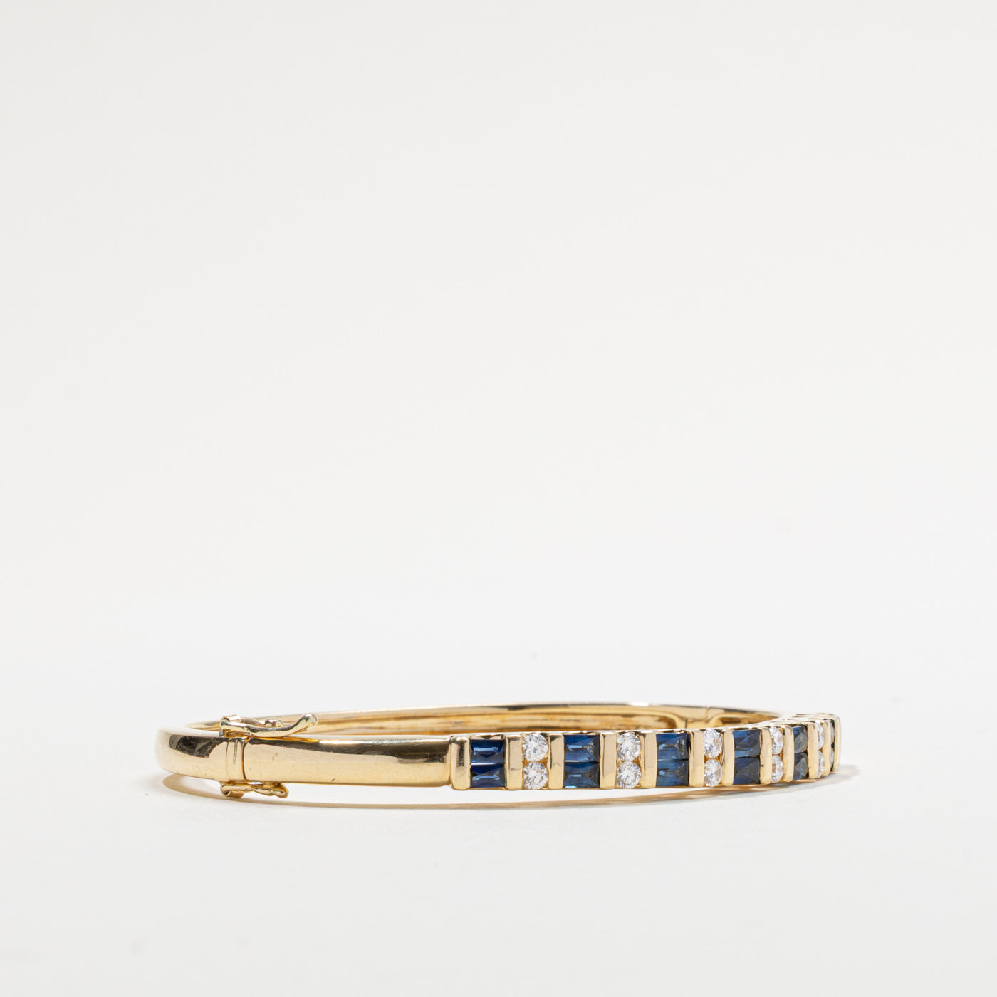 14k Sapphire & Diamond Bangle Bracelet | 2.00ctw, 0.60ctw