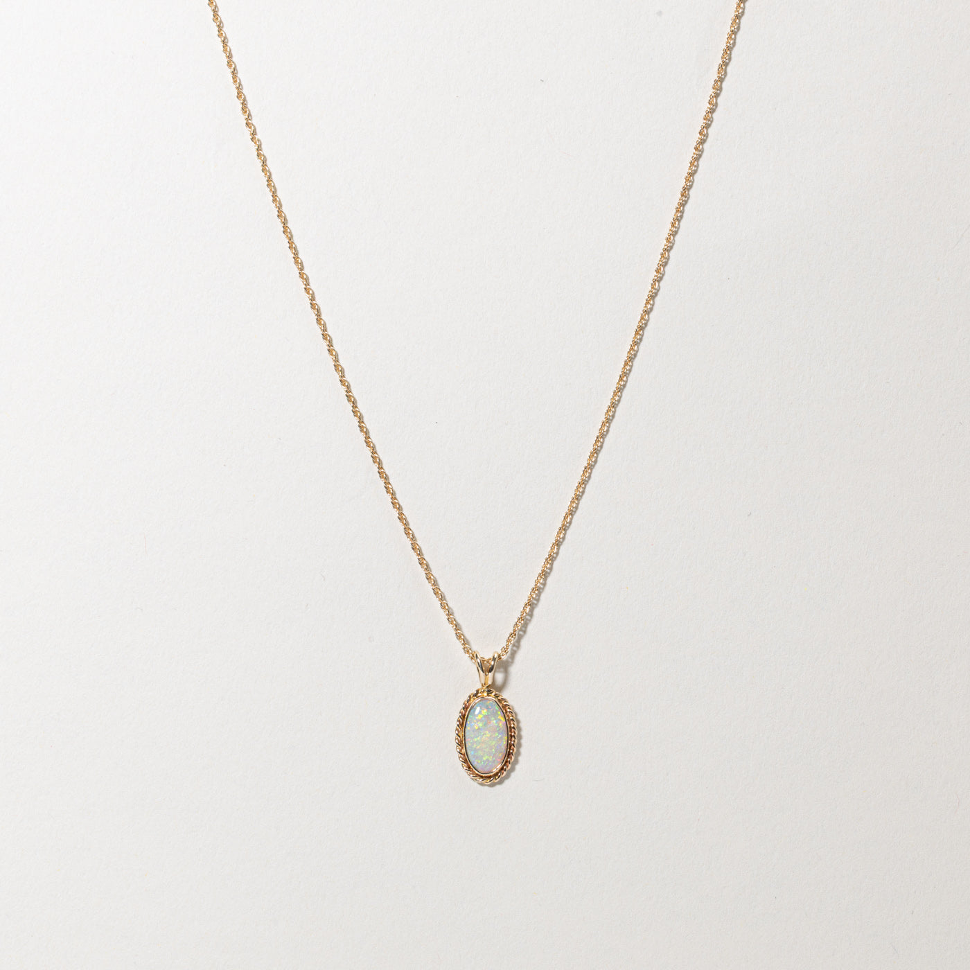 14k Opal Rope Detail Pendant Necklace | 1.06ct | 20"